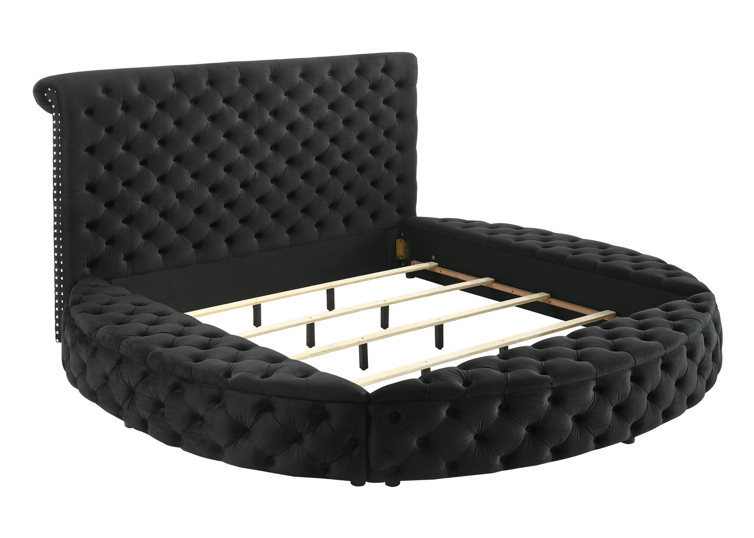 Brigitte Black Queen Upholstered Storage Panel Bed - SET | 5202BK-Q-HB | 5202BK-Q-FB | 5202BK-KQ-RL-L | 5202BK-KQ-RL-R