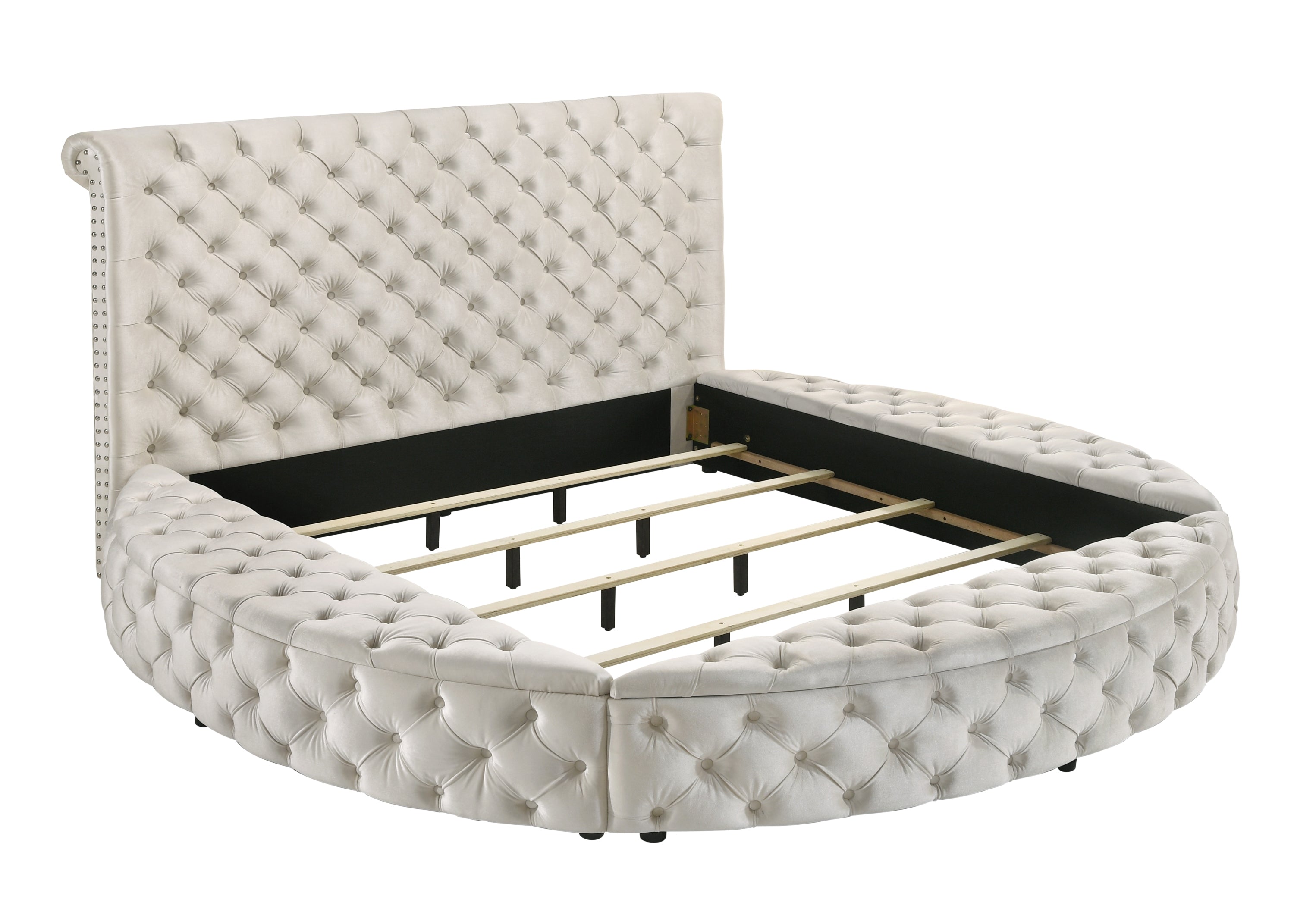 Brigitte Ivory King Upholstered Storage Panel Bed - SET | 5202IV-K-HB | 5202IV-K-FB | 5202IV-KQ-RL-L | 5202IV-KQ-RL-R