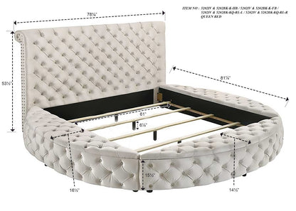 Brigitte Ivory Queen Upholstered Storage Panel Bed - SET | 5202IV-Q-HB | 5202IV-Q-FB | 5202IV-KQ-RL-L | 5202IV-KQ-RL-R