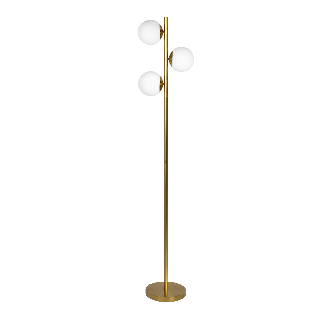 Brilliance Modern Gold Brush Floor Lamp, Opal Glass Shades and Round Metal Base - FLL03700401