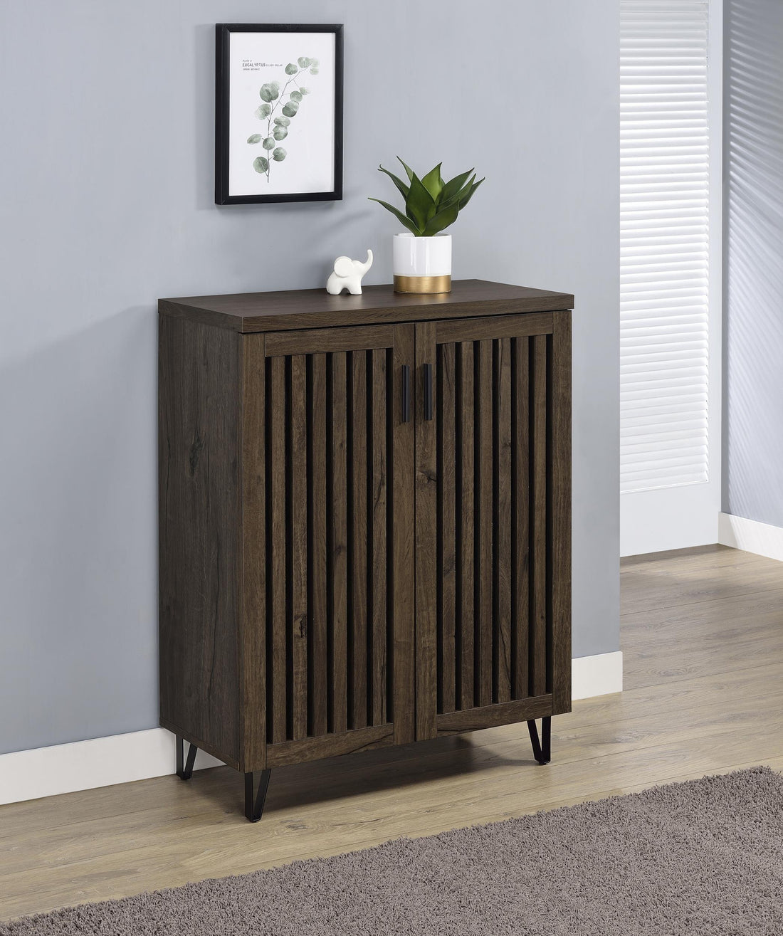 Brixton 2-door Entryway Shoe Storage Cabinets Smoked Oak - 950423