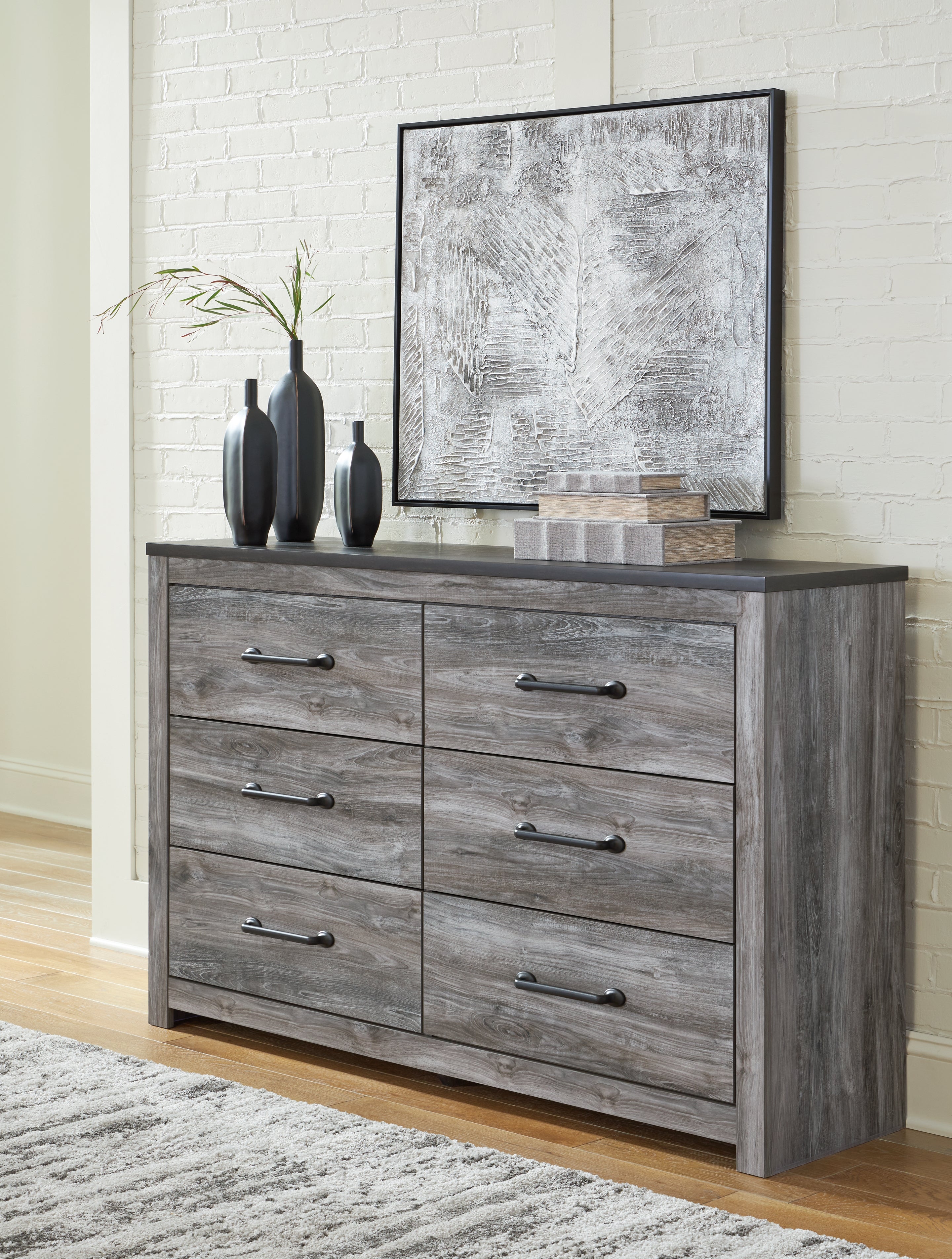Bronyan King Panel Bed with Dresser in Dark Gray - PKG014946