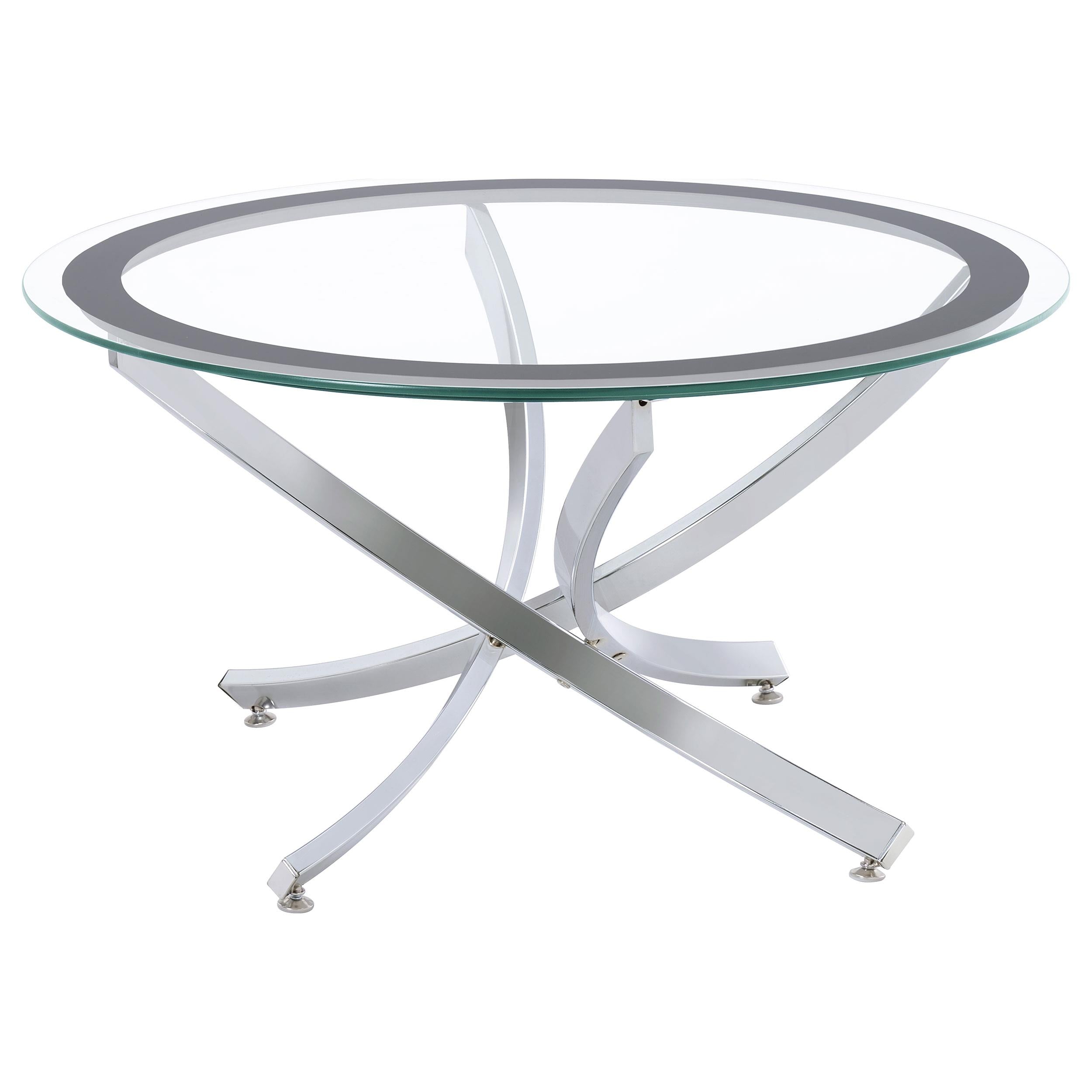 Brooke 2-piece Round Glass Top Coffee Table Set Chrome - 702588-S2
