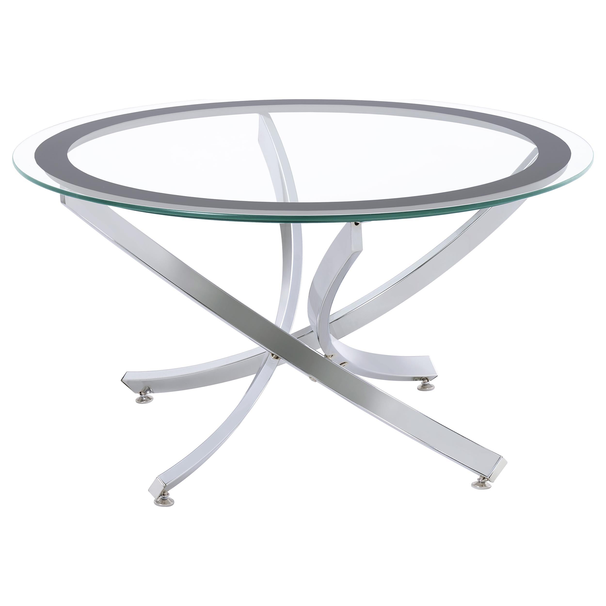 Brooke 3-piece Round Coffee and End Table Set Chrome - 702588-S3