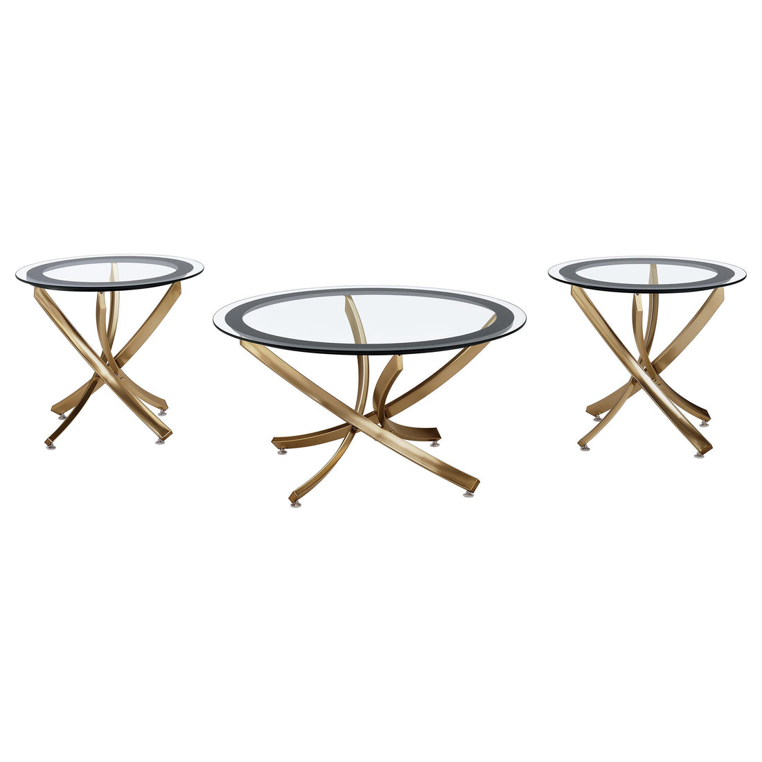 Brooke 3-piece Round Coffee and End Table Set Rose Brass - 707888-S3