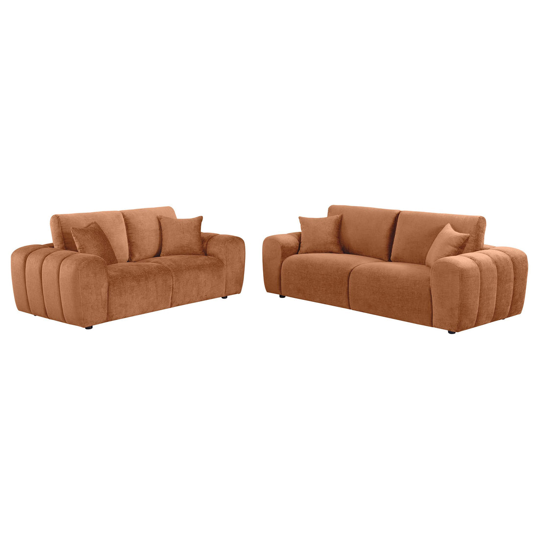 Burnett 2-piece Chenille Upholstered Sofa Set Burnt Orange - 504951-S2
