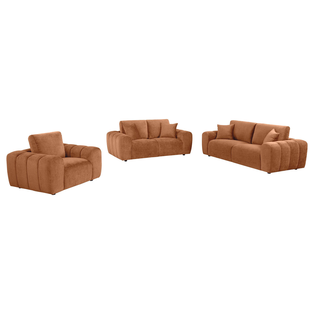 Burnett 3-piece Chenille Upholstered Sofa Set Burnt Orange - 504951-S3