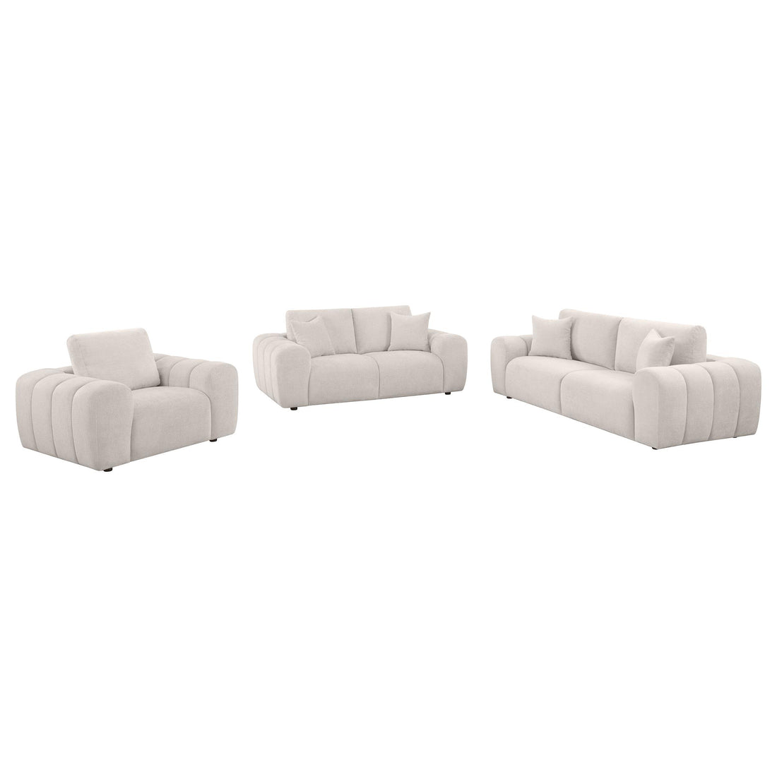 Burnett 3-piece Chenille Upholstered Sofa Set Ivory - 504955-S3