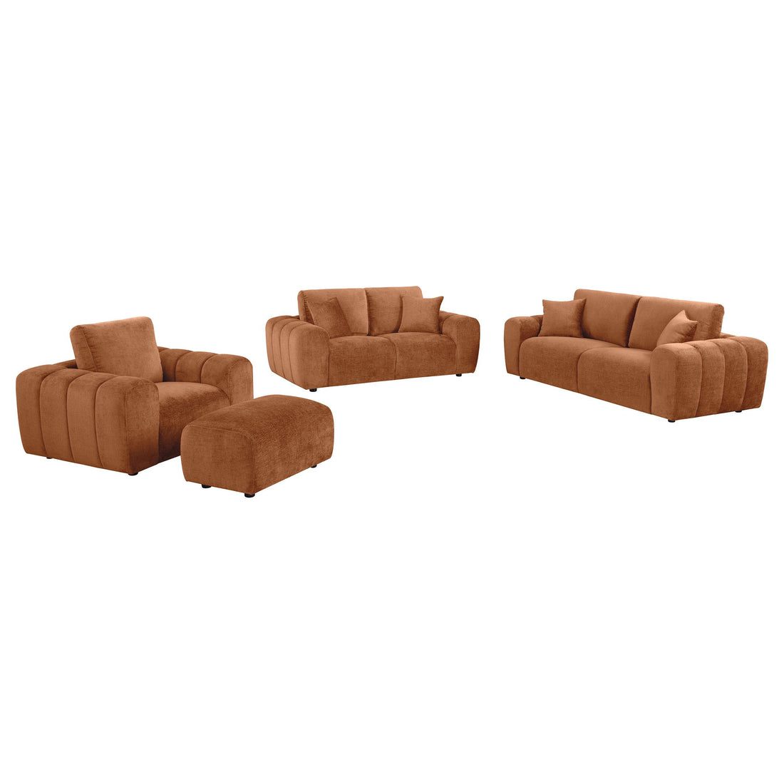 Burnett 4-piece Chenille Upholstered Sofa Set Burnt Orange - 504951-S4
