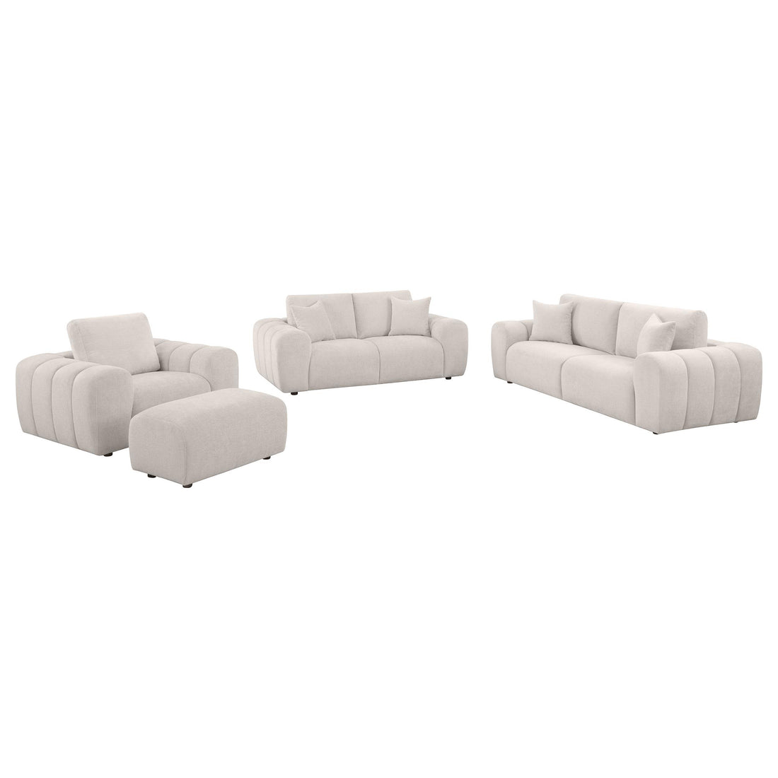 Burnett 4-piece Chenille Upholstered Sofa Set Ivory - 504955-S4