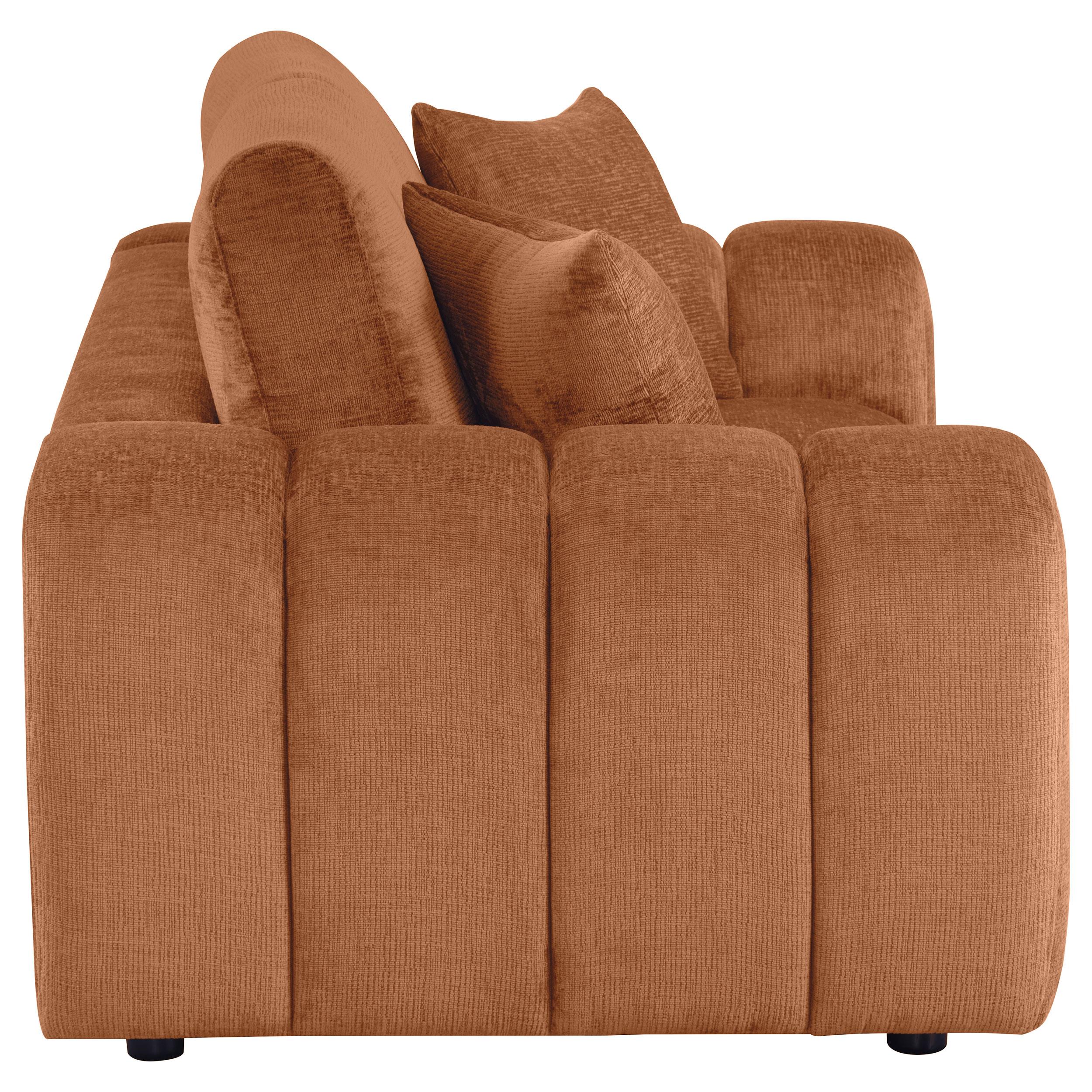 Burnett Chenille Upholstered Wide Arm Loveseat Burnt Orange - 504952