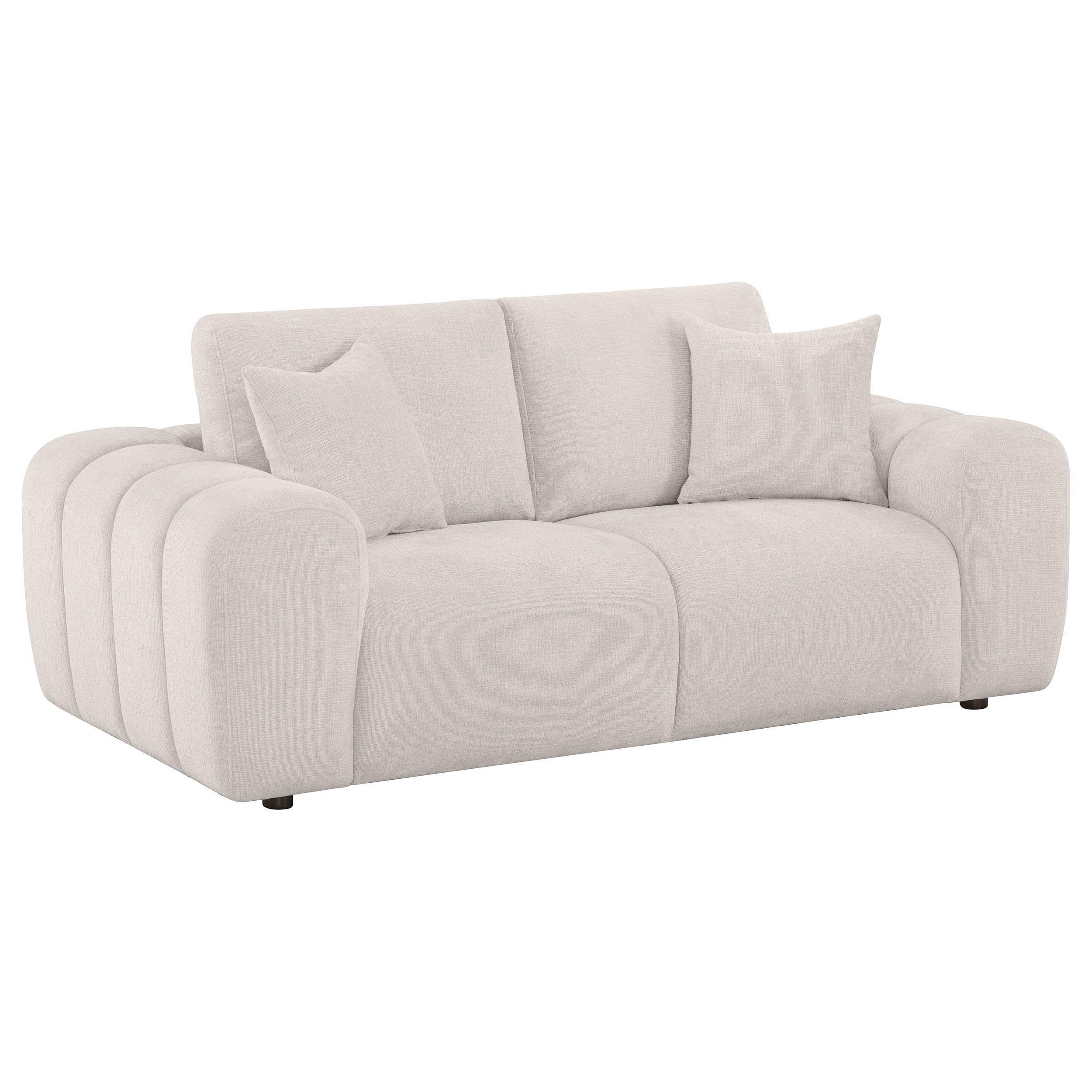 Burnett Chenille Upholstered Wide Arm Loveseat Ivory - 504956