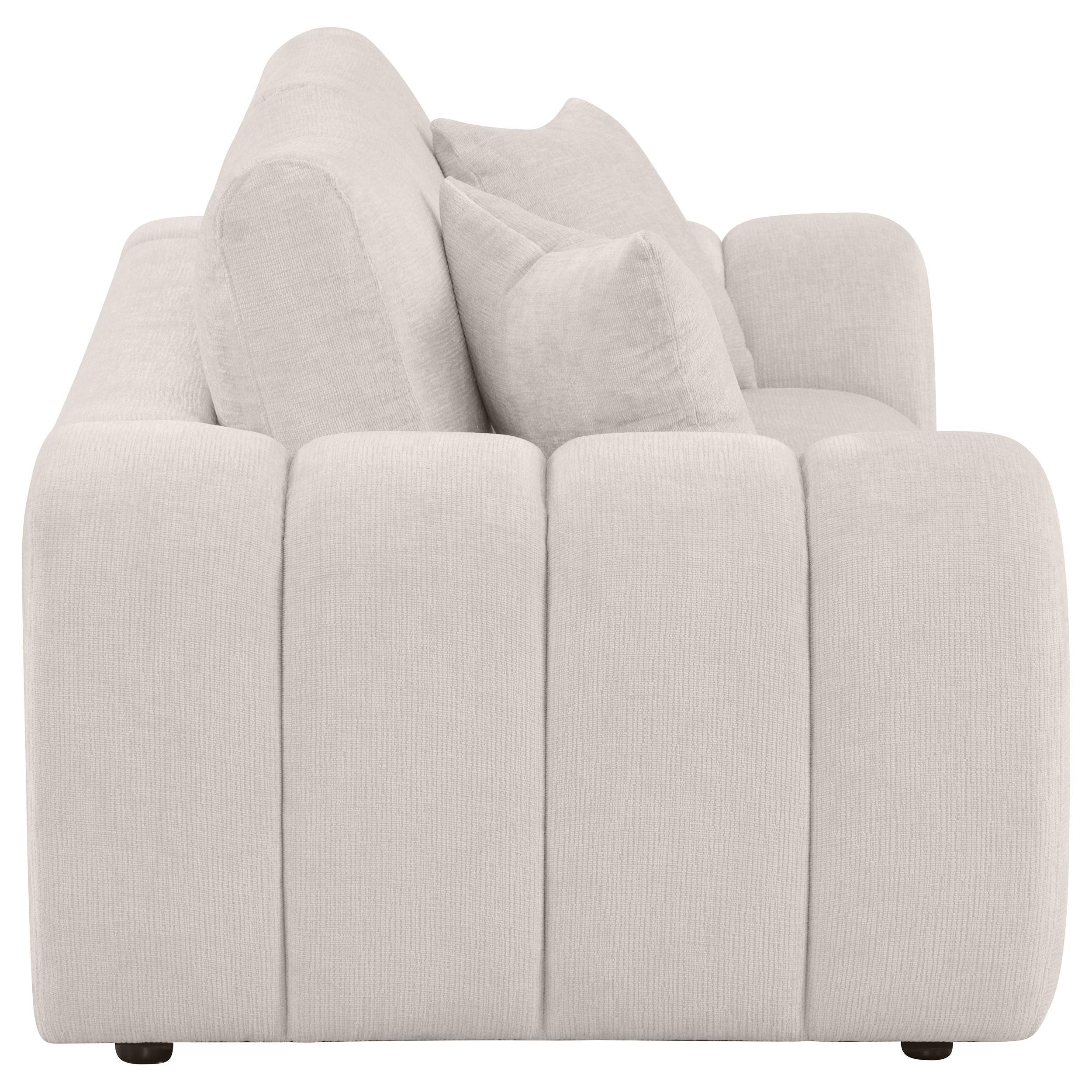 Burnett Chenille Upholstered Wide Arm Loveseat Ivory - 504956