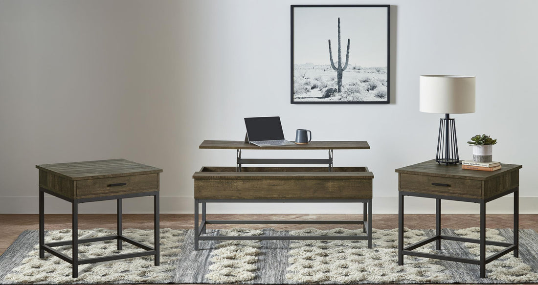 Byers 3-piece Lift Top Coffee and End Table Set Brown Oak - 723778-S3
