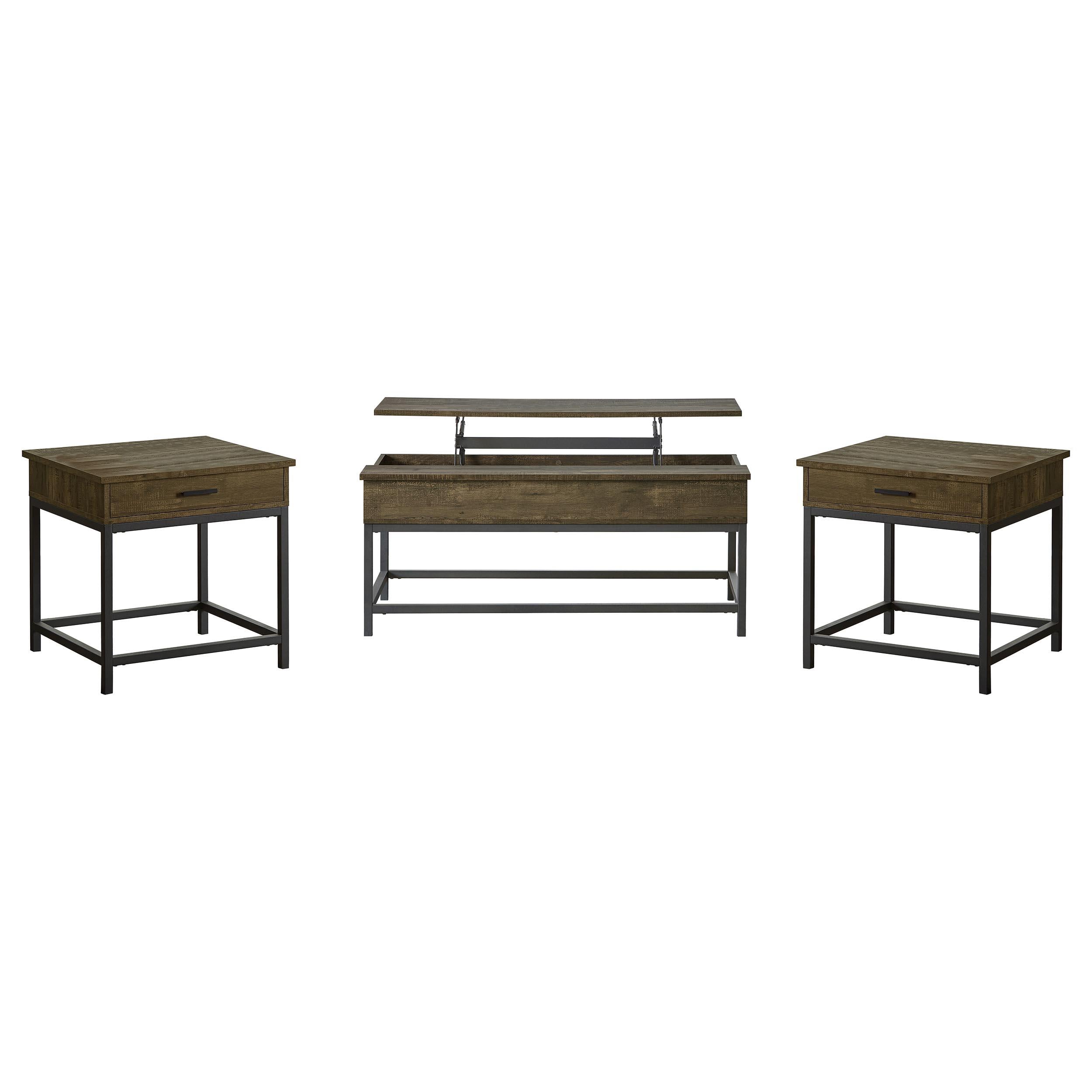 Byers 3-piece Lift Top Coffee and End Table Set Brown Oak - 723778-S3