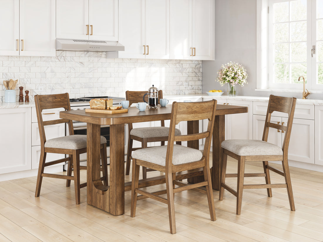 Cabalynn Counter Height Dining Table and 4 Barstools - D974D4