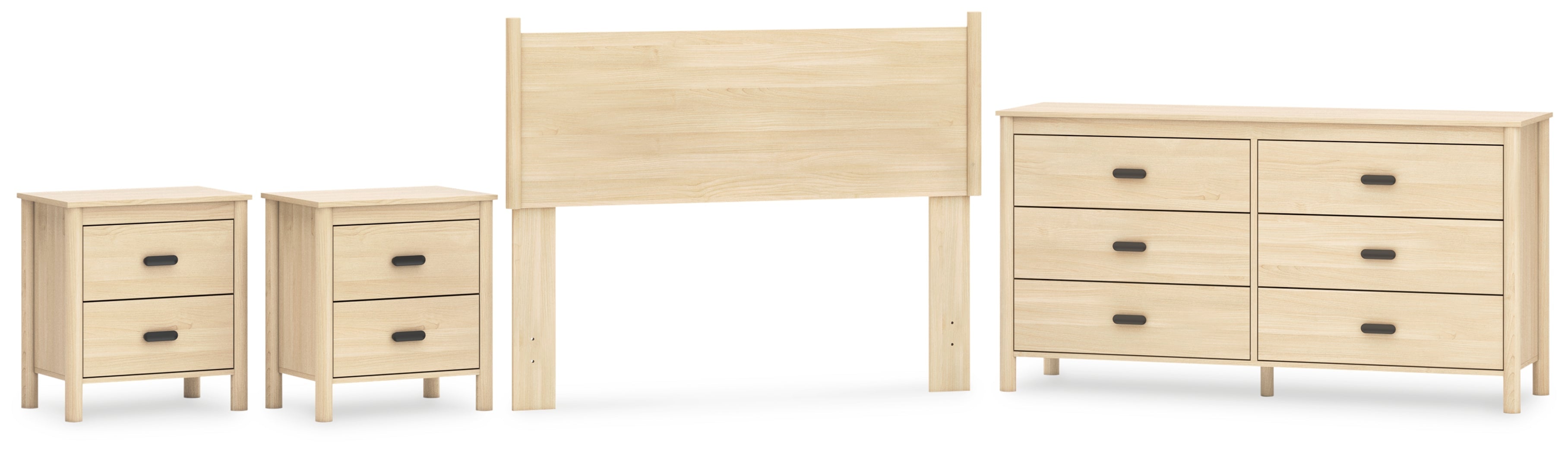 Cabinella Full Panel Headboard with Dresser and 2 Nightstands in Tan - PKG017213