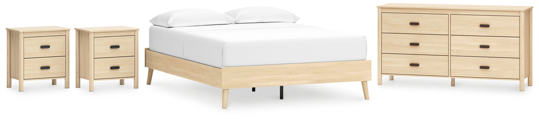 Cabinella Queen Platform Bed with Dresser and 2 Nightstands in Tan - PKG017290