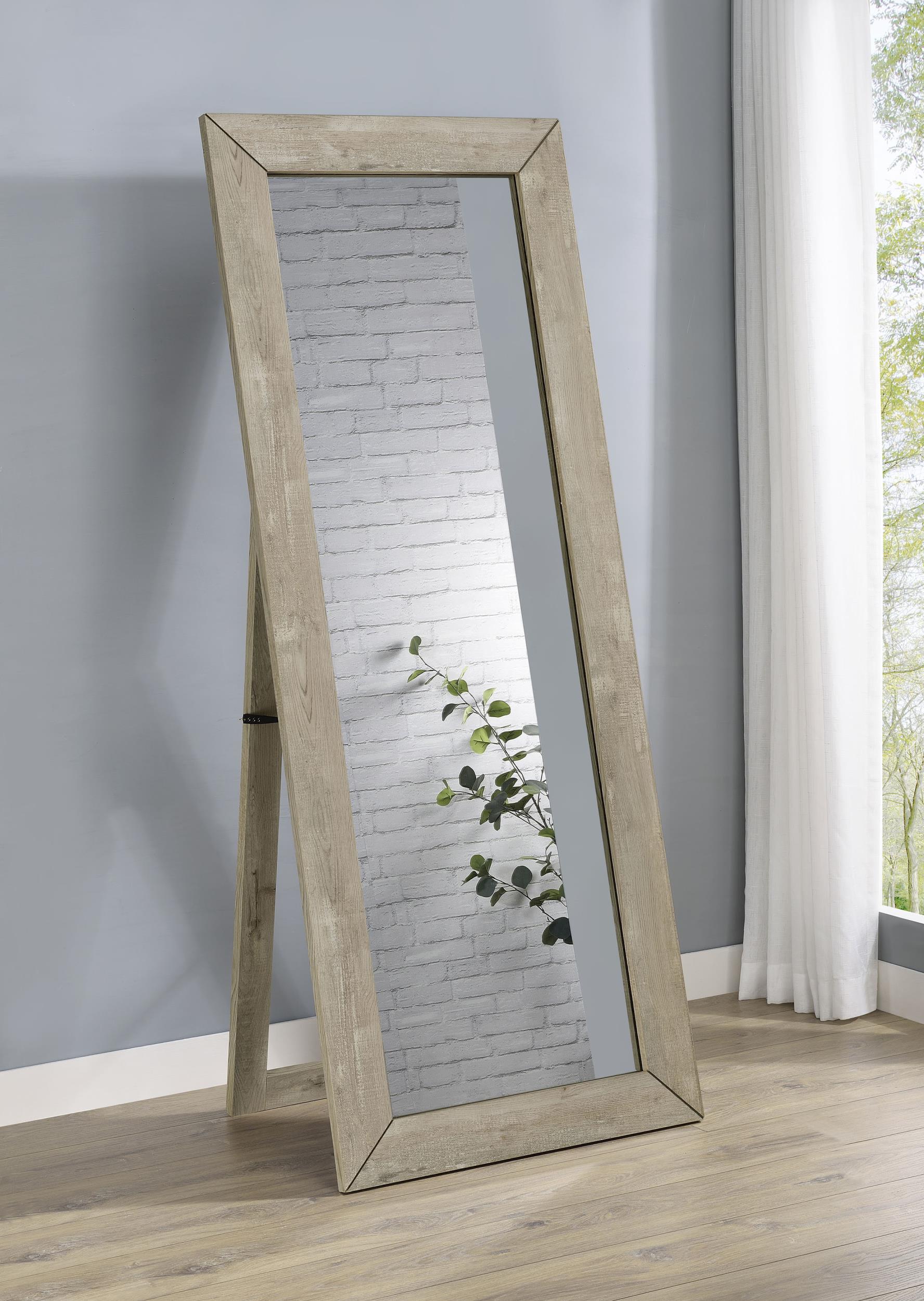 Cadence Tempered Glass Full Length Standing Mirror Grey Washed Oak - 961655