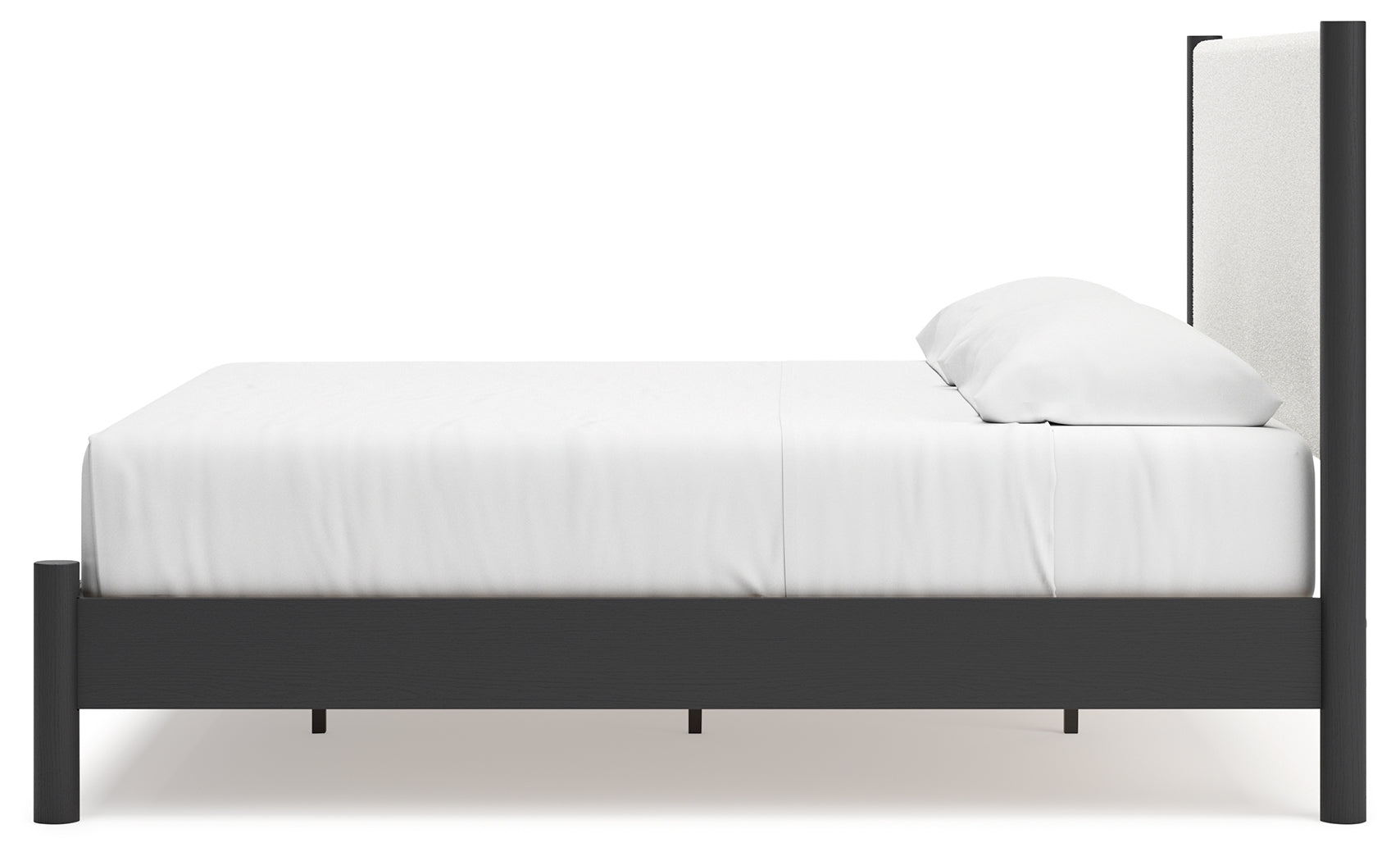 Cadmori King Upholstered Panel Bed with Dresser in Black/White - PKG020281