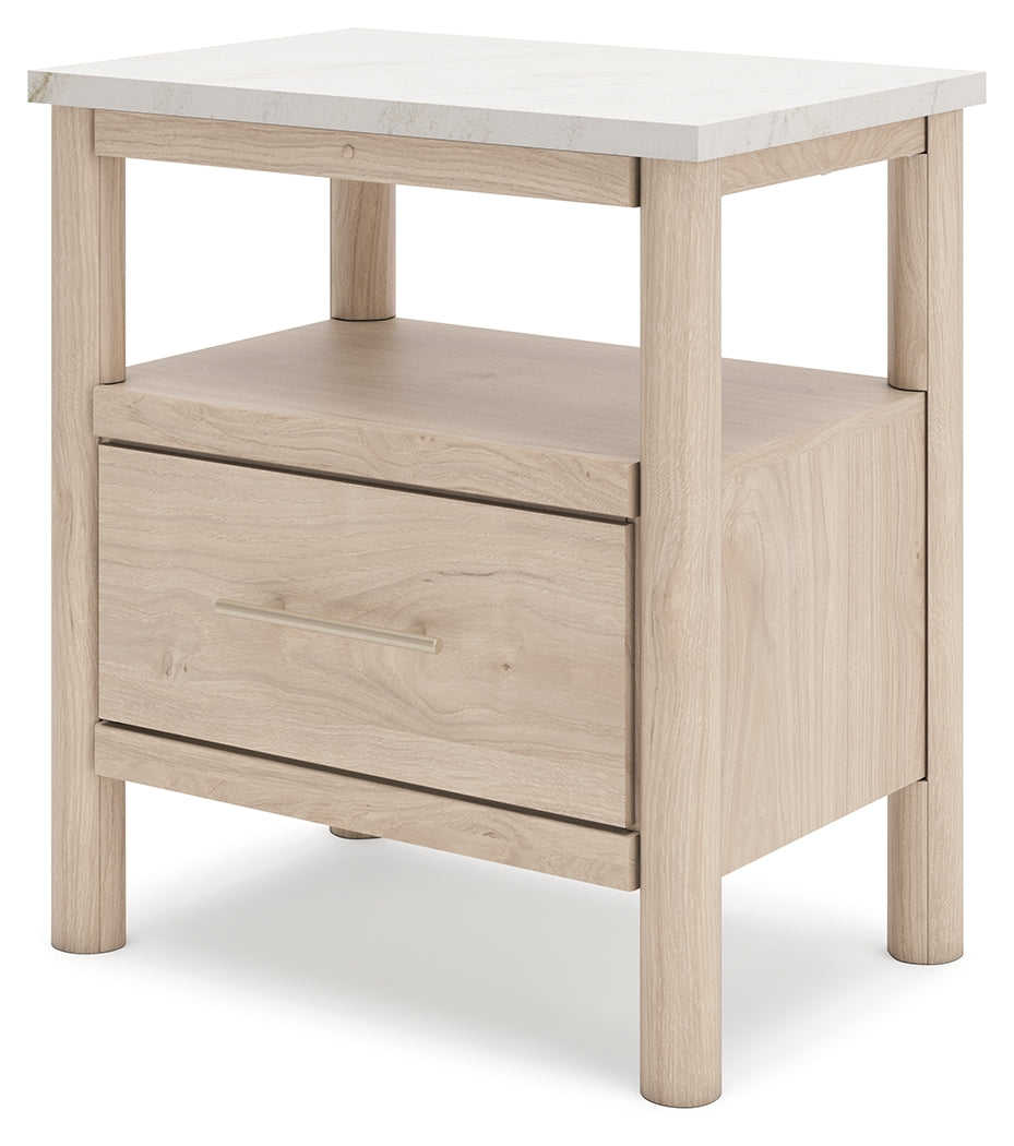 Cadmori Queen Upholstered Panel Bed with 2 Nightstands in Two-tone from Ashley - Luna Furniture