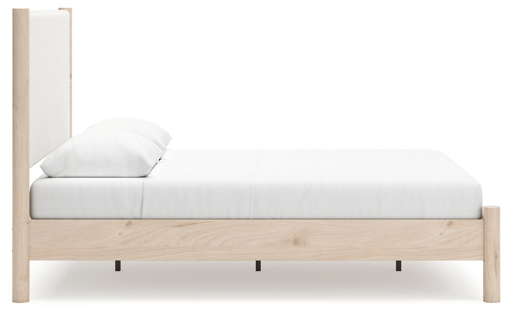 Cadmori Queen Upholstered Panel Bed with Mirrored Dresser in Two-tone - PKG018757