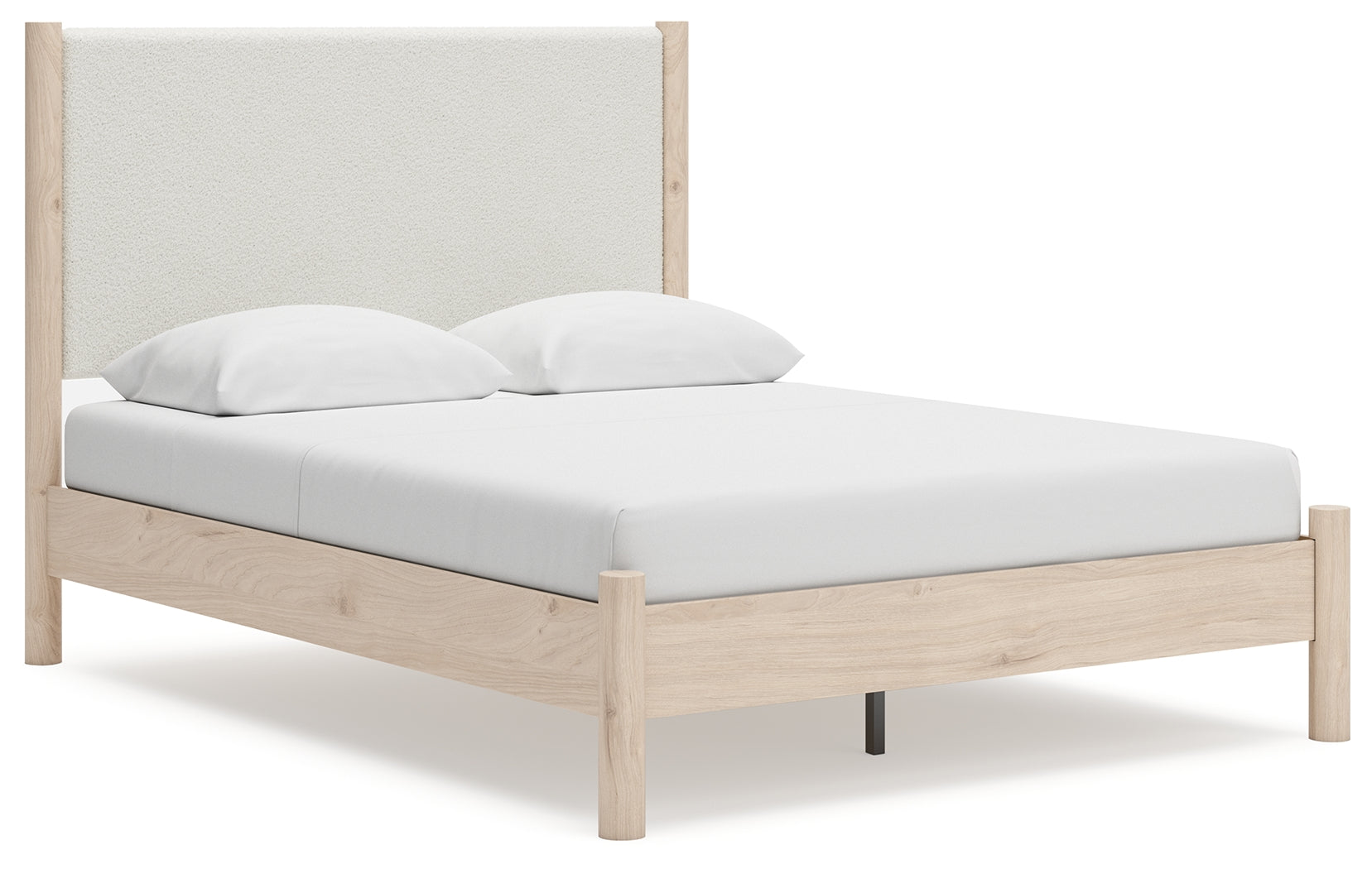 Cadmori Queen Upholstered Panel Bed with Mirrored Dresser in Two-tone - PKG018757