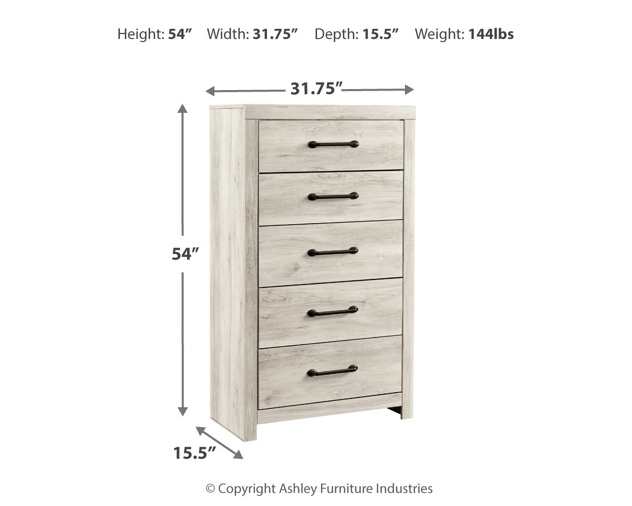 Cambeck King Panel Bed with Chest and Nightstand in Whitewash from Ashley - Luna Furniture