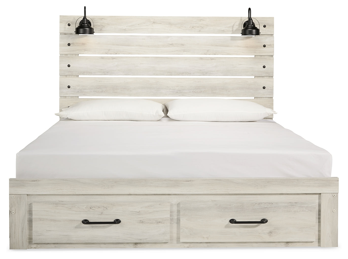 Cambeck Whitewash King Panel Storage Bed, Dresser and Nightstand - B192B65