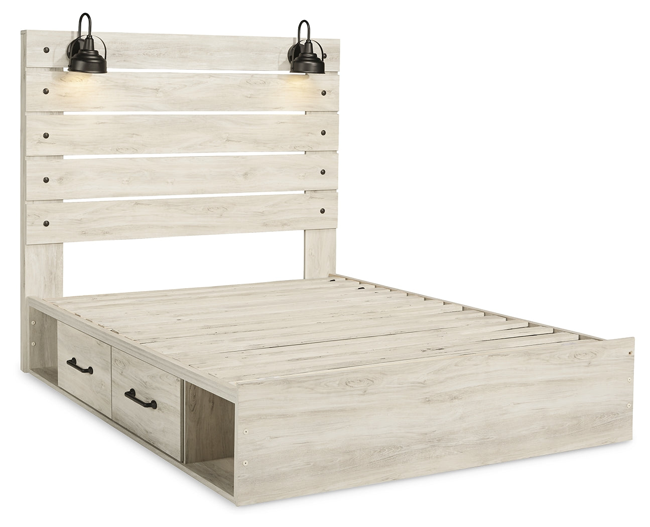 Cambeck Whitewash Queen Panel Bed with Storage, Dresser and 2 Nightstands - B192B99