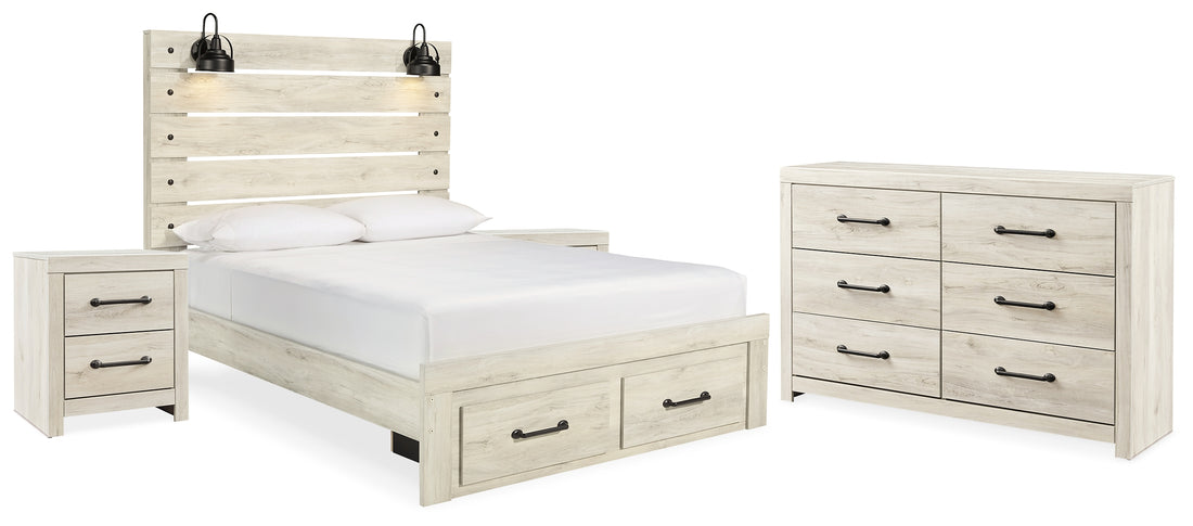Cambeck Whitewash Queen Panel Storage Bed, Dresser and 2 Nightstands - B192B94