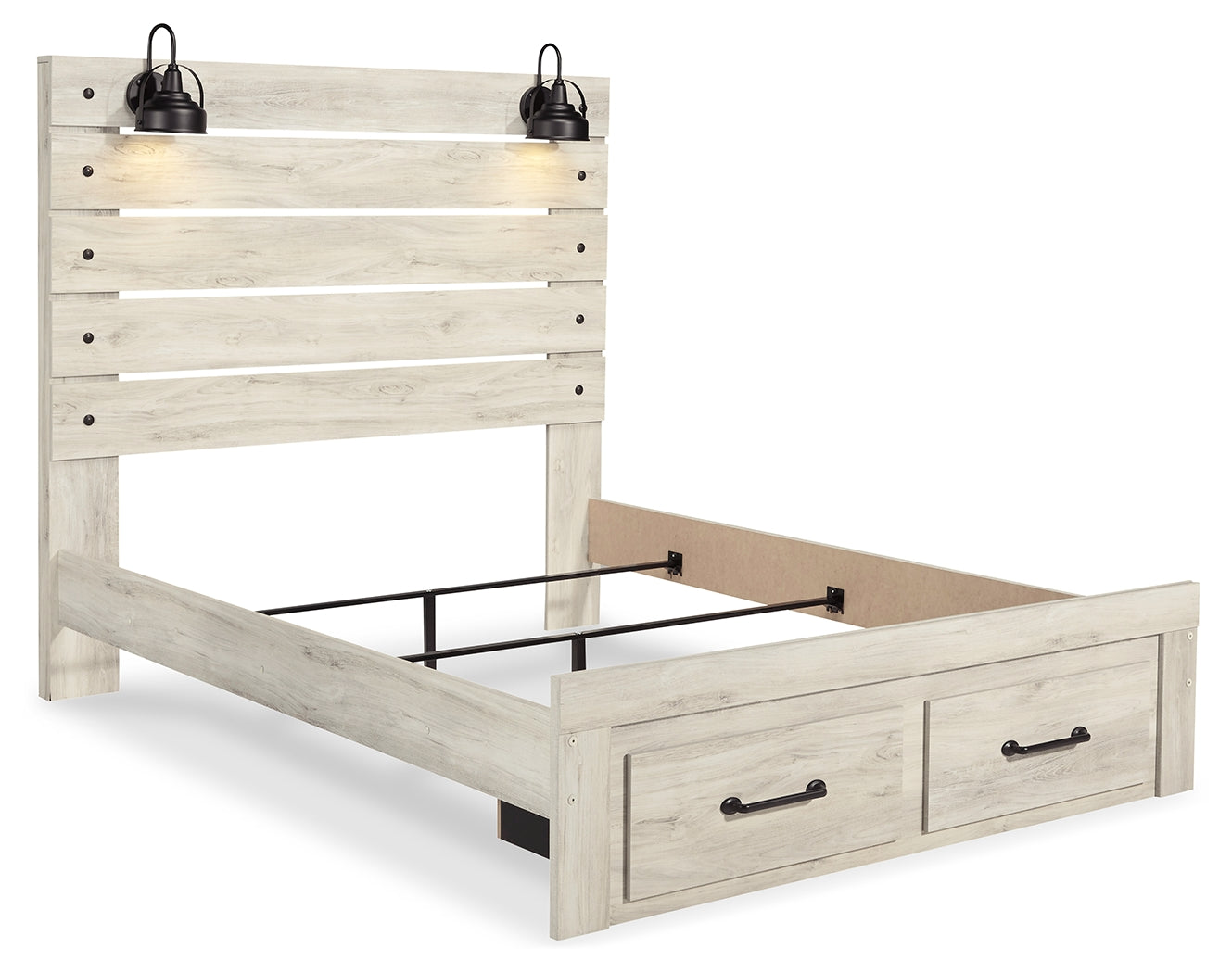 Cambeck Whitewash Queen Panel Storage Bed, Dresser, Mirror and Nightstand - B192B91