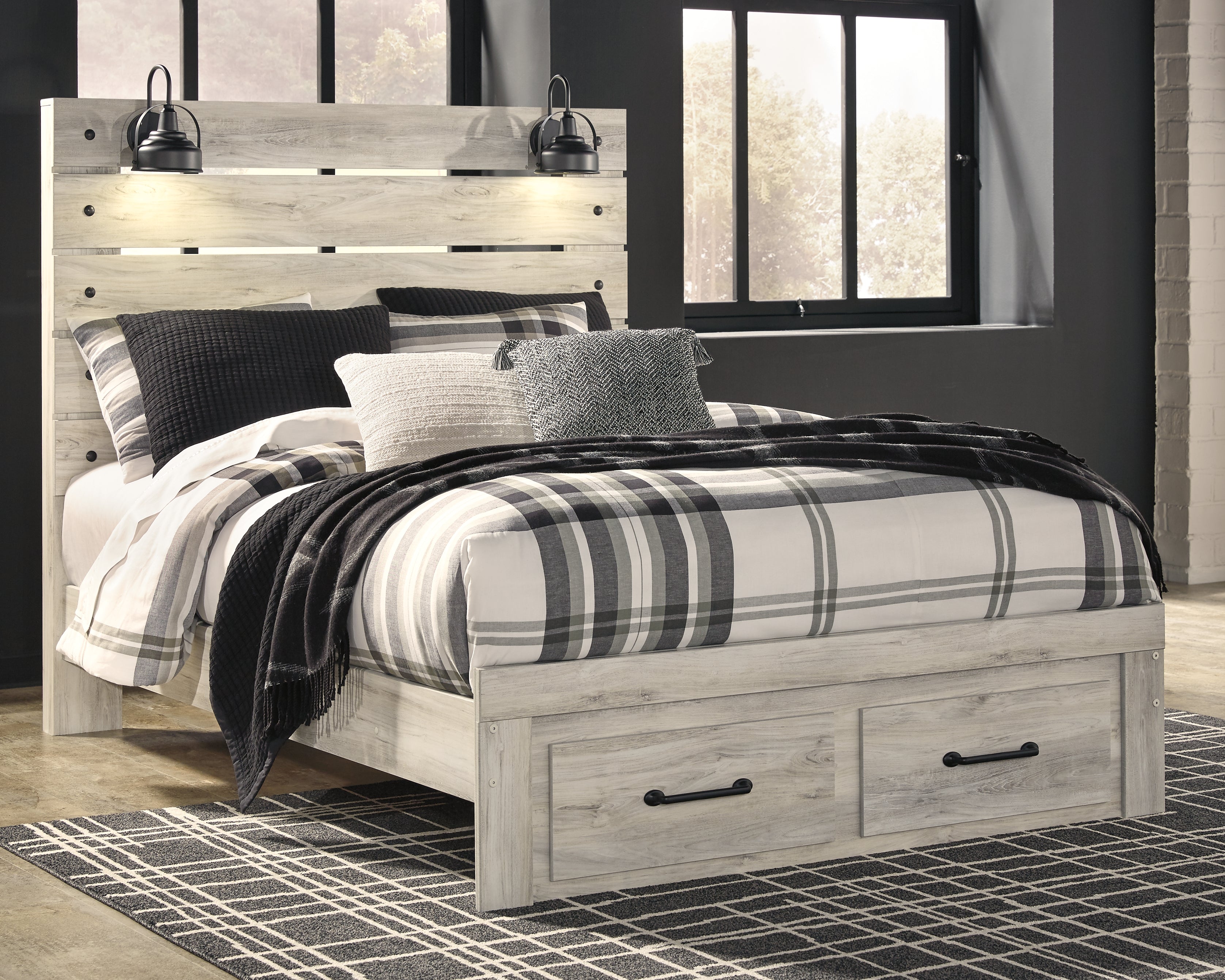 Cambeck Whitewash Queen Storage Bed, Dresser, Chest and Nightstand - B192B96