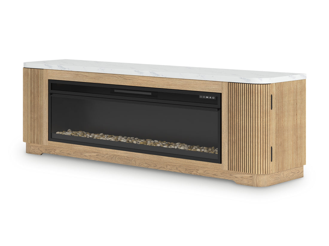 Camdill Light Brown 80" TV Stand with Electric Fireplace - W808W1