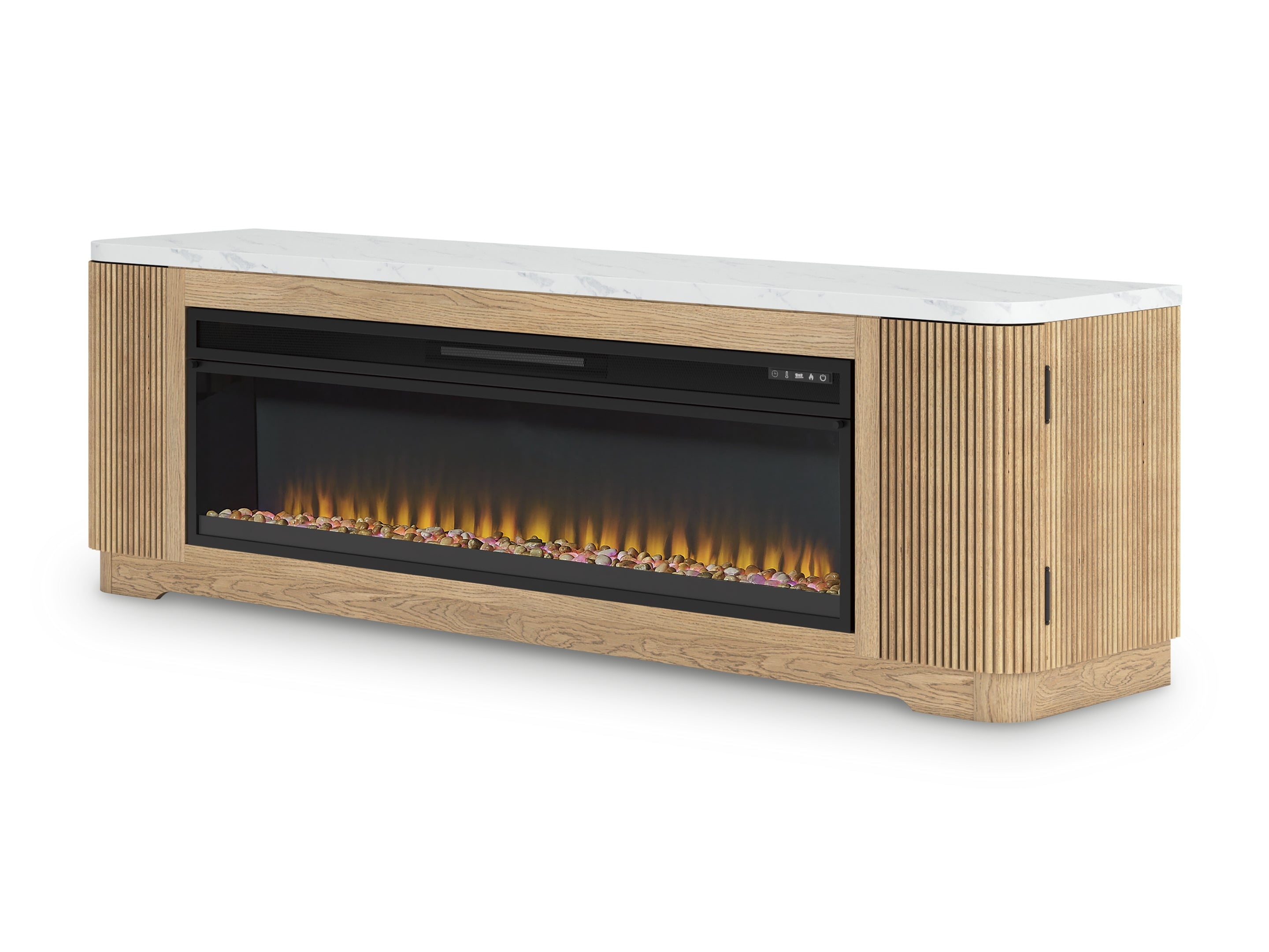 Camdill Light Brown 80" TV Stand with Electric Fireplace - W808W1