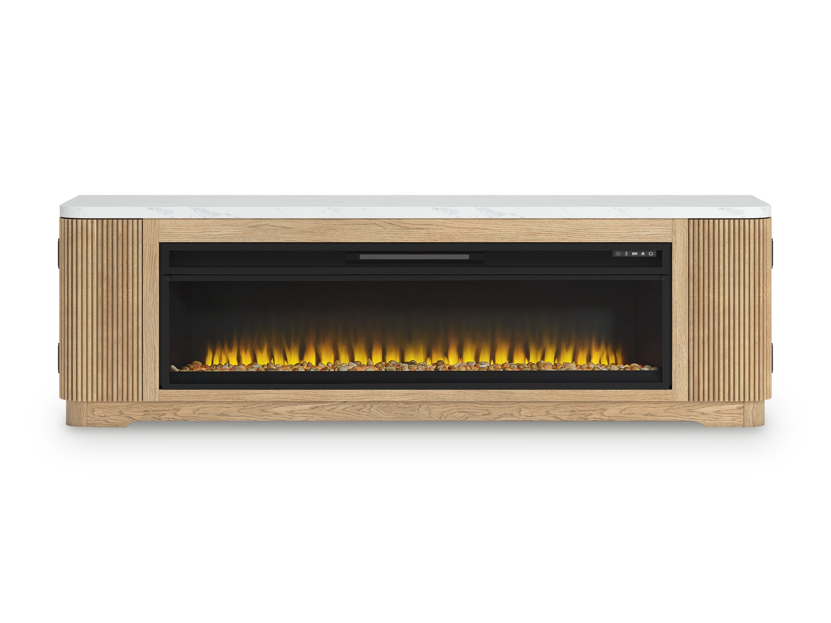 Camdill Light Brown 80" TV Stand with Electric Fireplace - W808W1