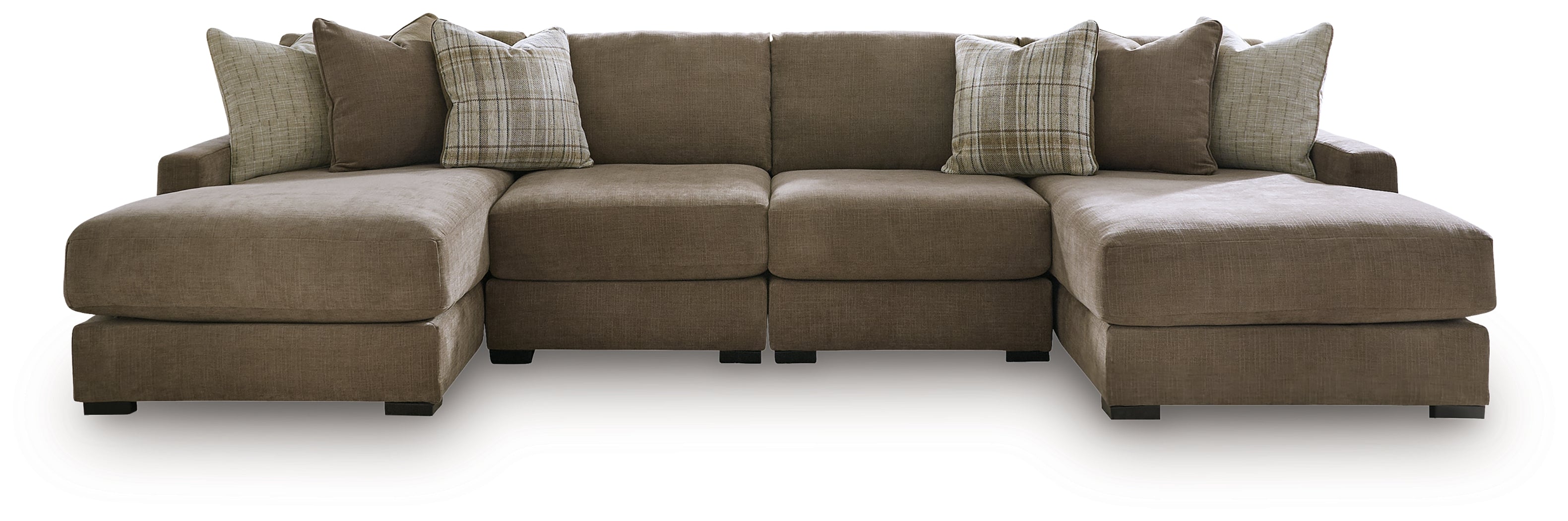 Camellia-Court Coffee 4-Piece Double Chaise Sectional - 68207S9