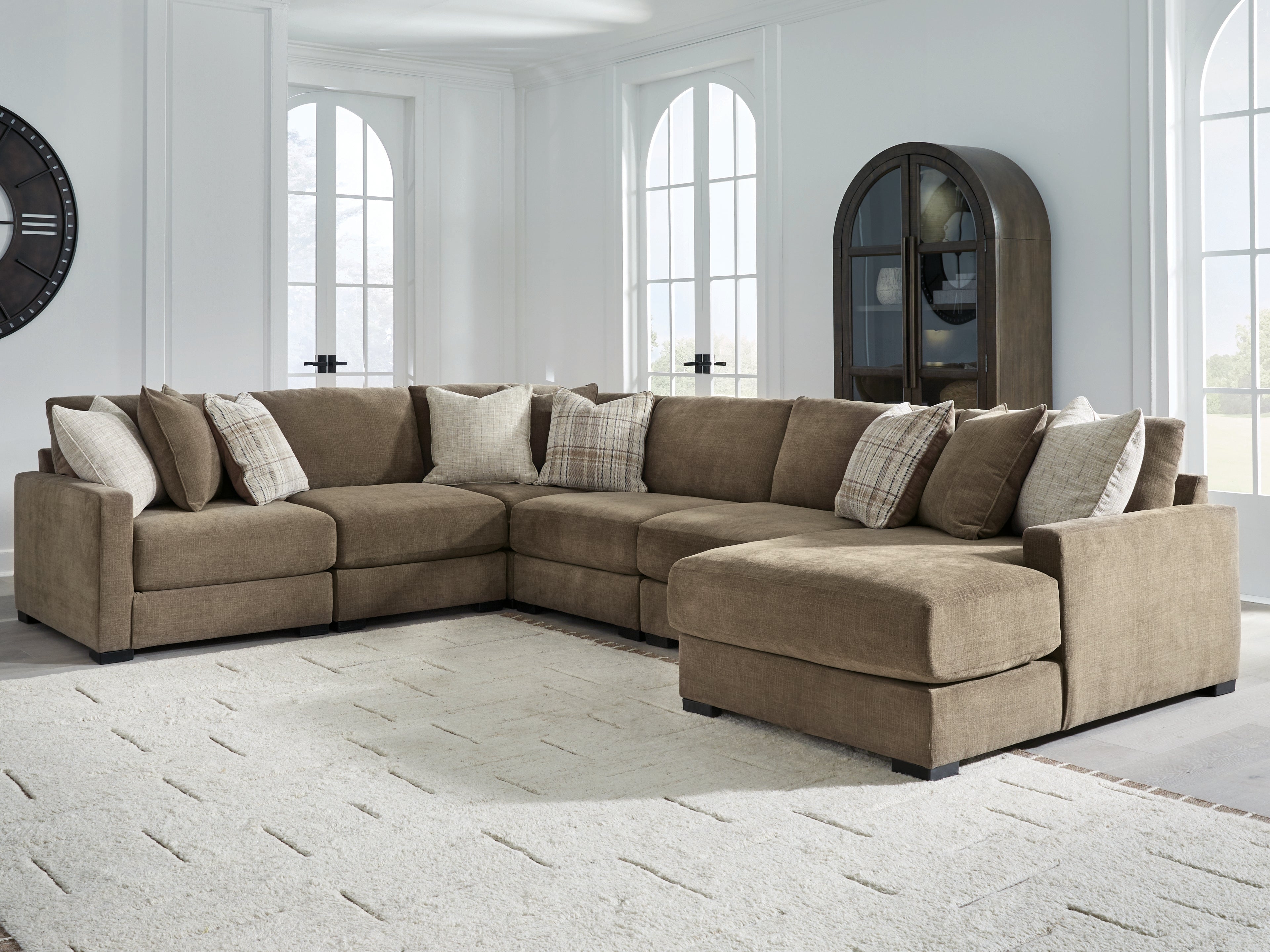 Camellia-Court Coffee 6-Piece Sectional with Chaise - 68207S15