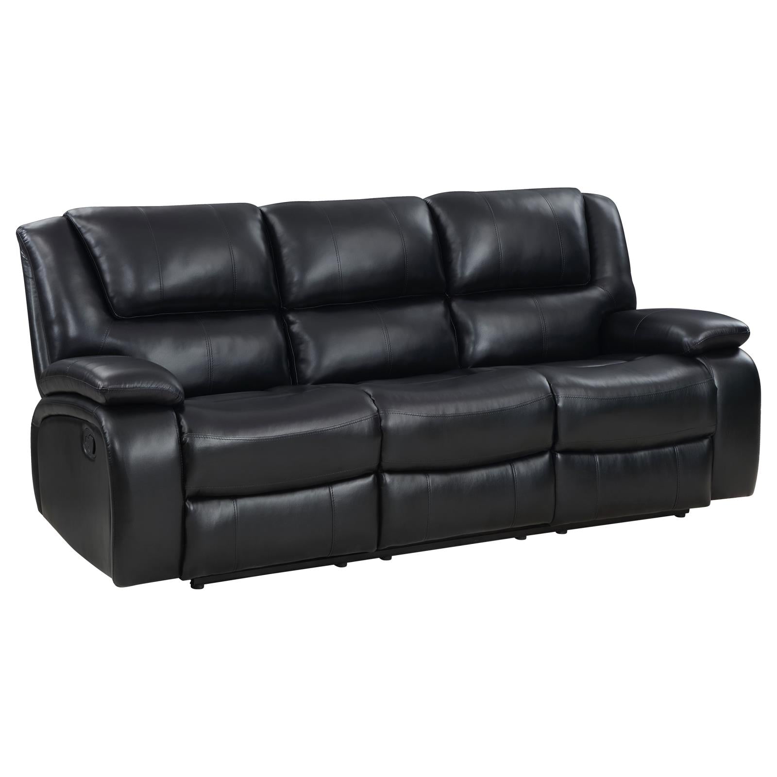 Camila Black 3-Piece Upholstered Motion Reclining Sofa Set from Coaster - Luna Furniture