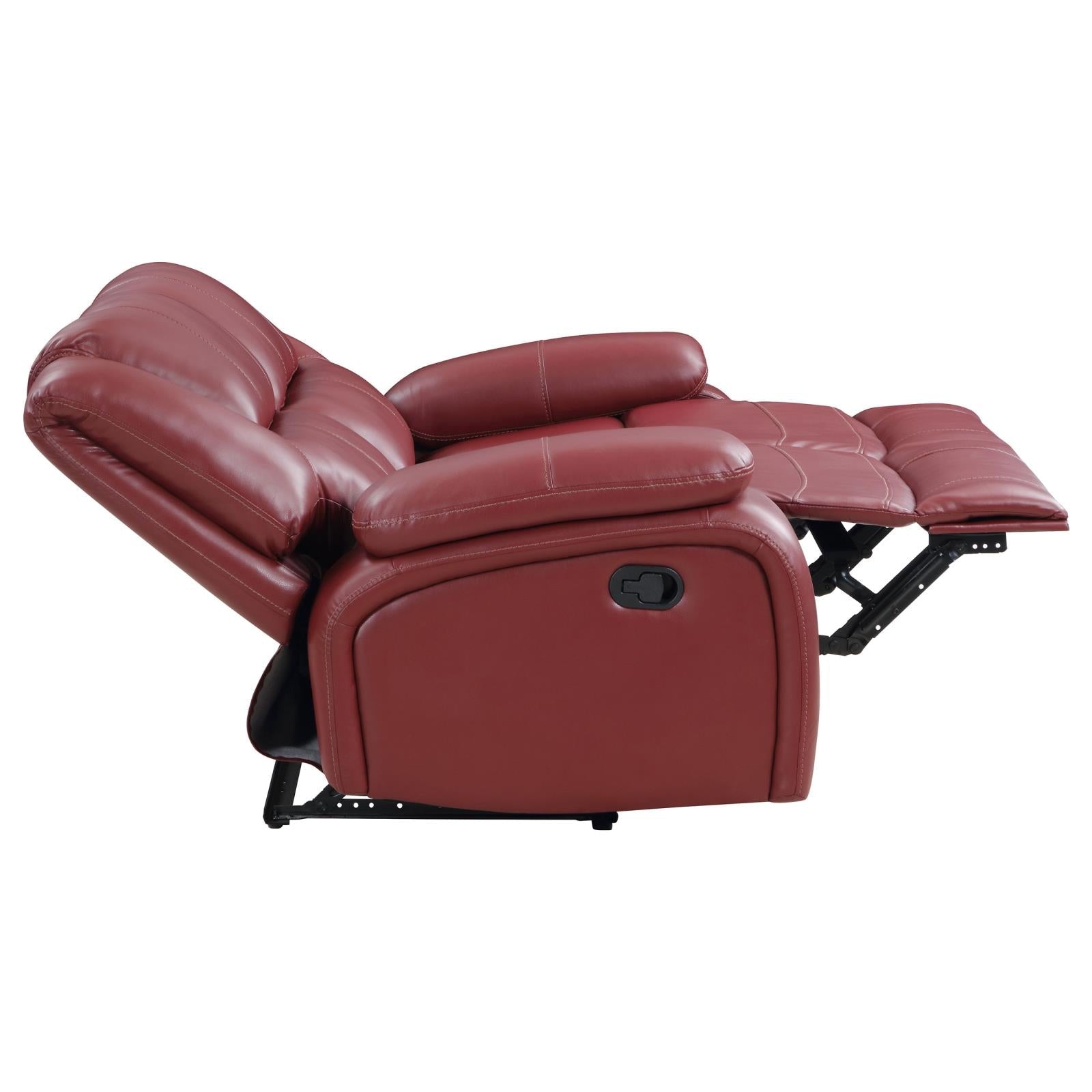 Camila Red Faux Leather 3-Piece Reclining Sofa Set from Coaster - Luna Furniture