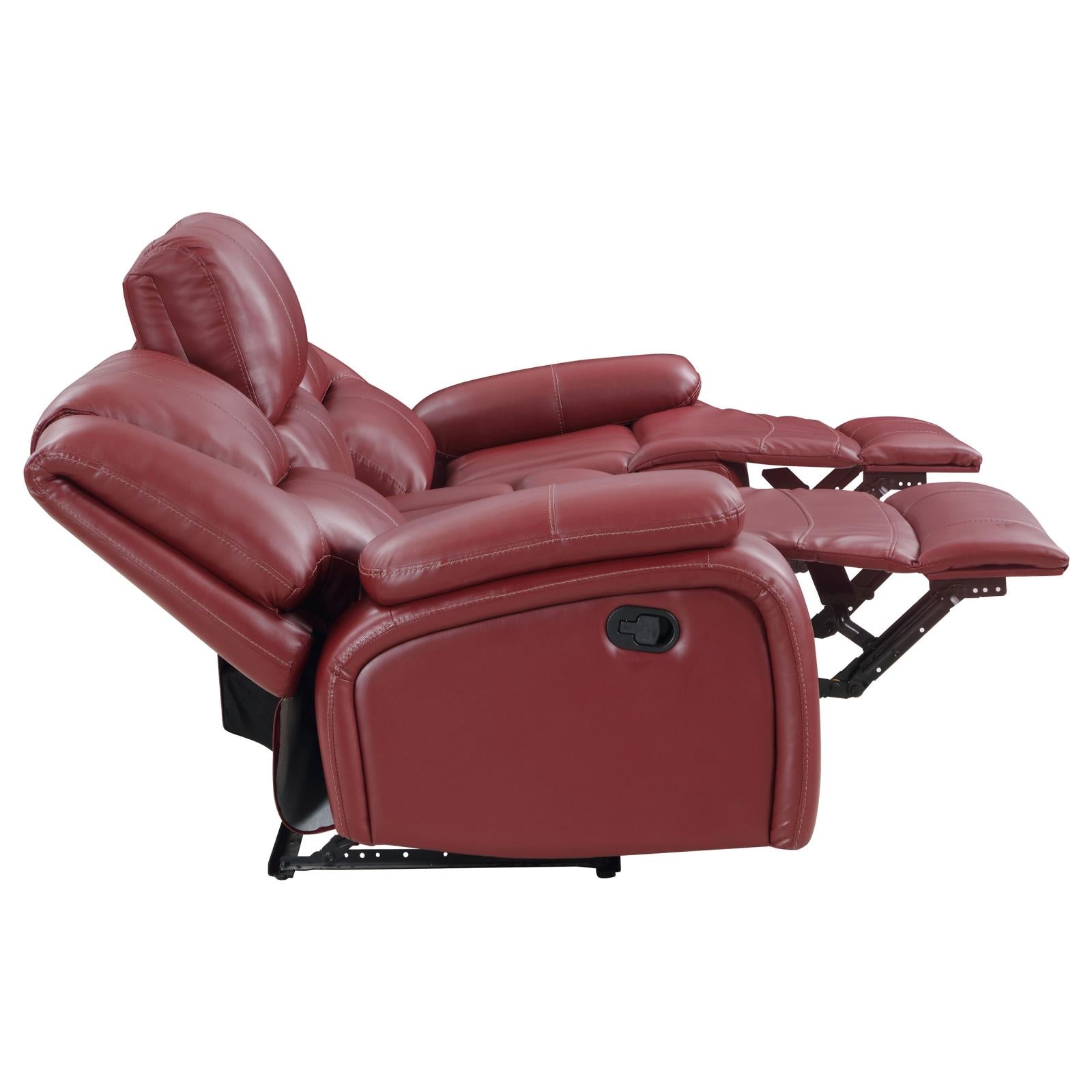 Camila Red Faux Leather 3-Piece Reclining Sofa Set from Coaster - Luna Furniture