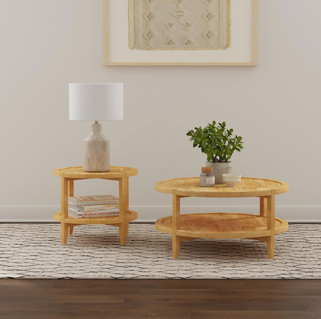 Camillo 2-piece Round Coffee and End Table Set Maple - 709698-S2