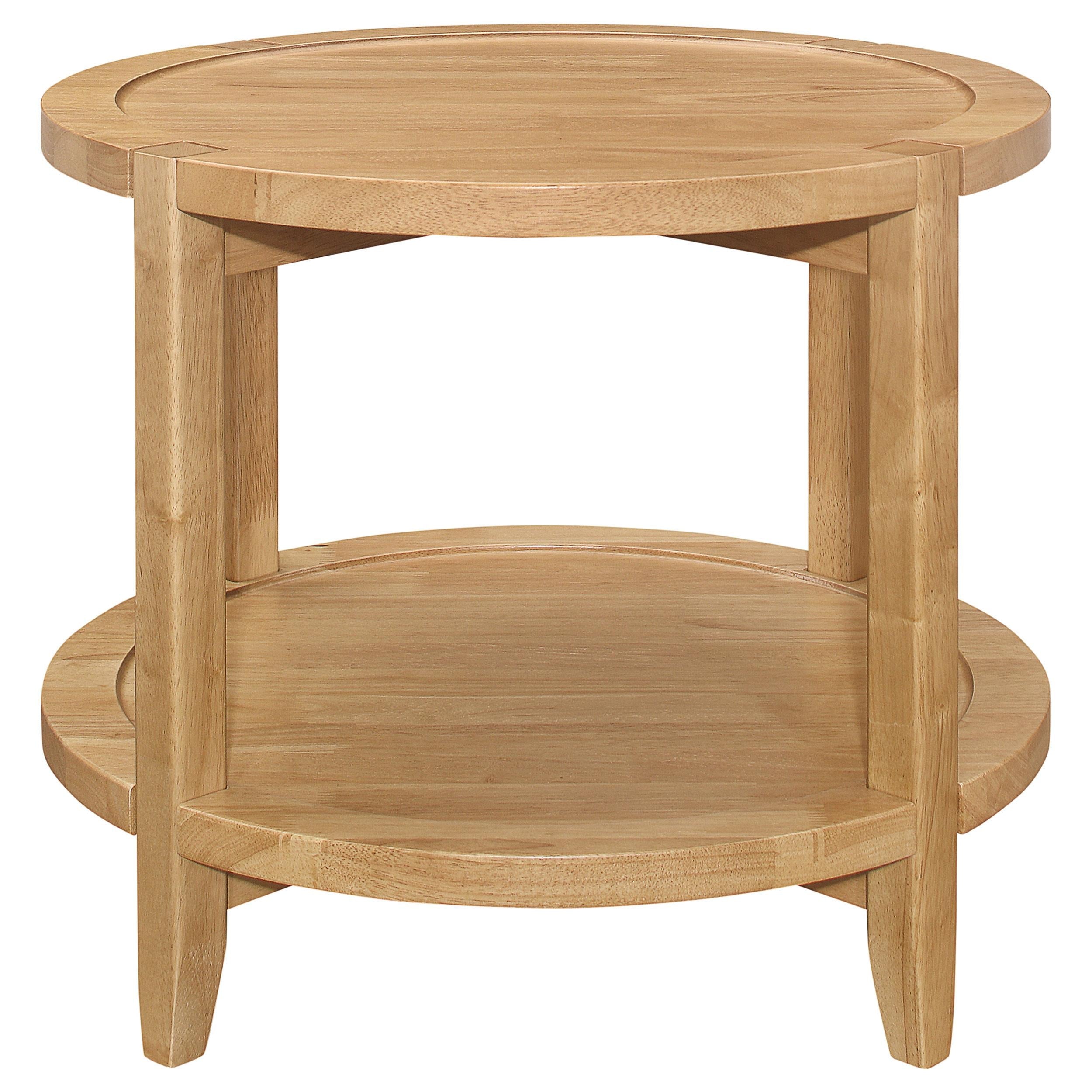 Camillo Round Solid Wood End Table with Shelf Maple Brown - 709697