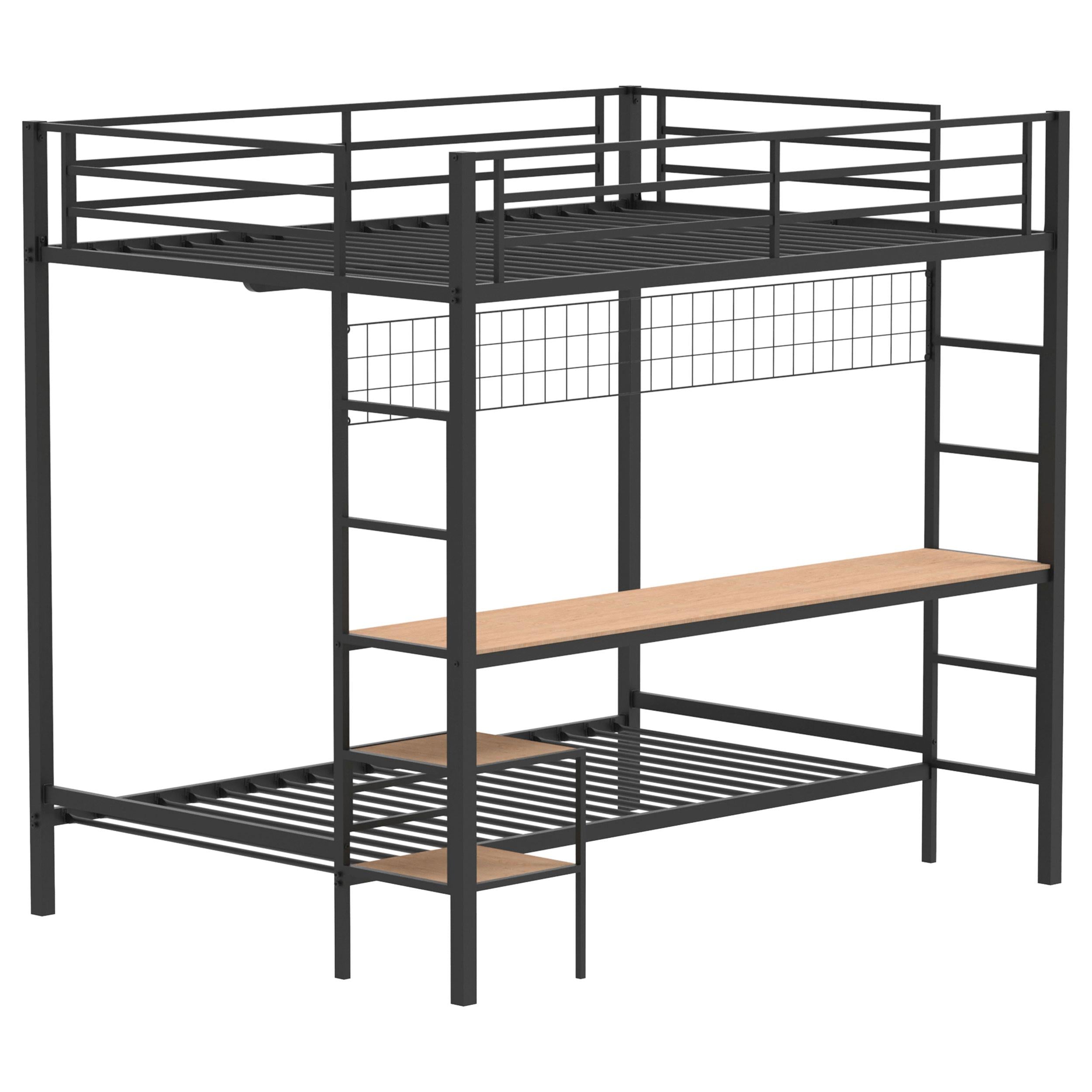 Campus Metal Full Over Twin Workstation Bunk Bed Matte Black - 460209BLK