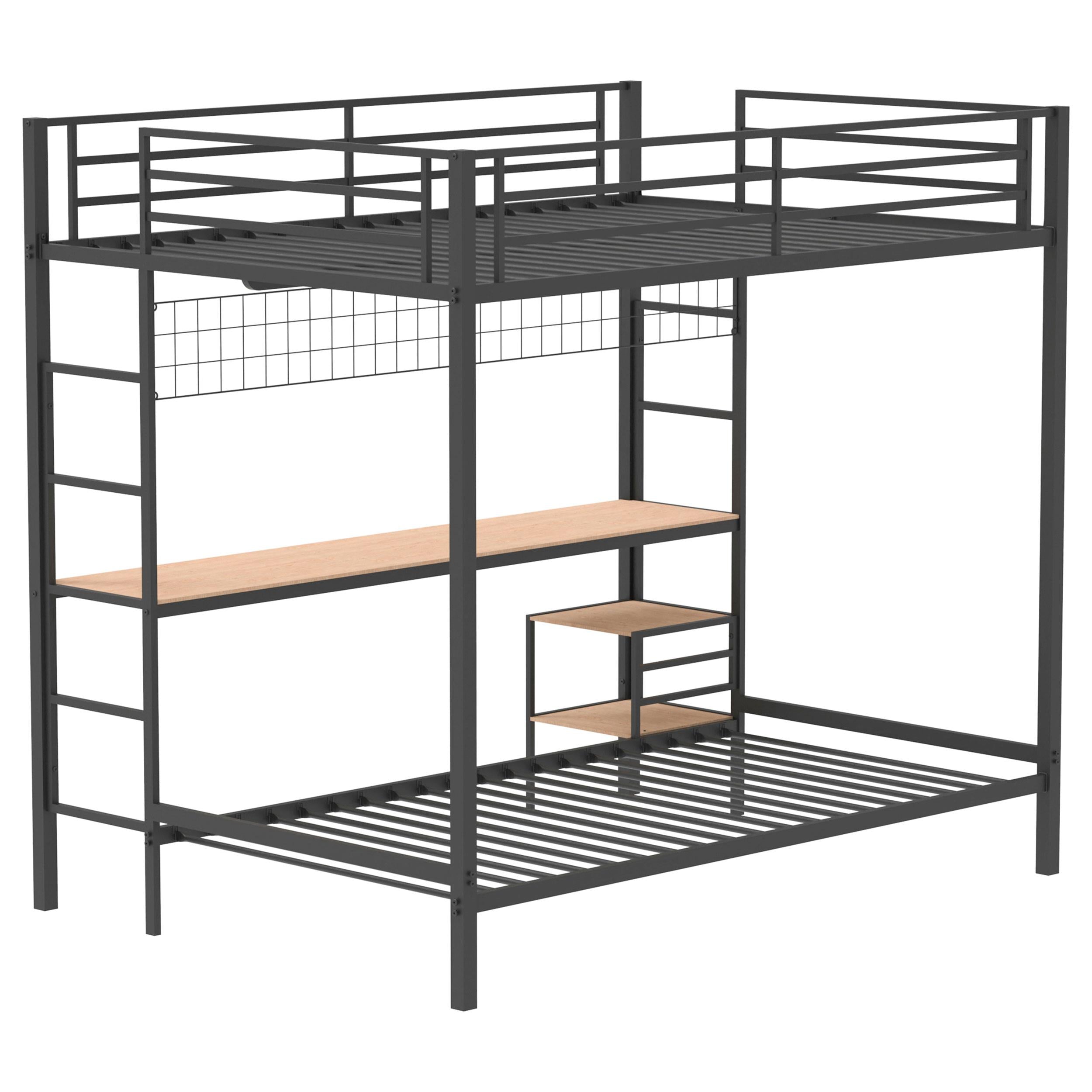 Campus Metal Full Over Twin Workstation Bunk Bed Matte Black - 460209BLK