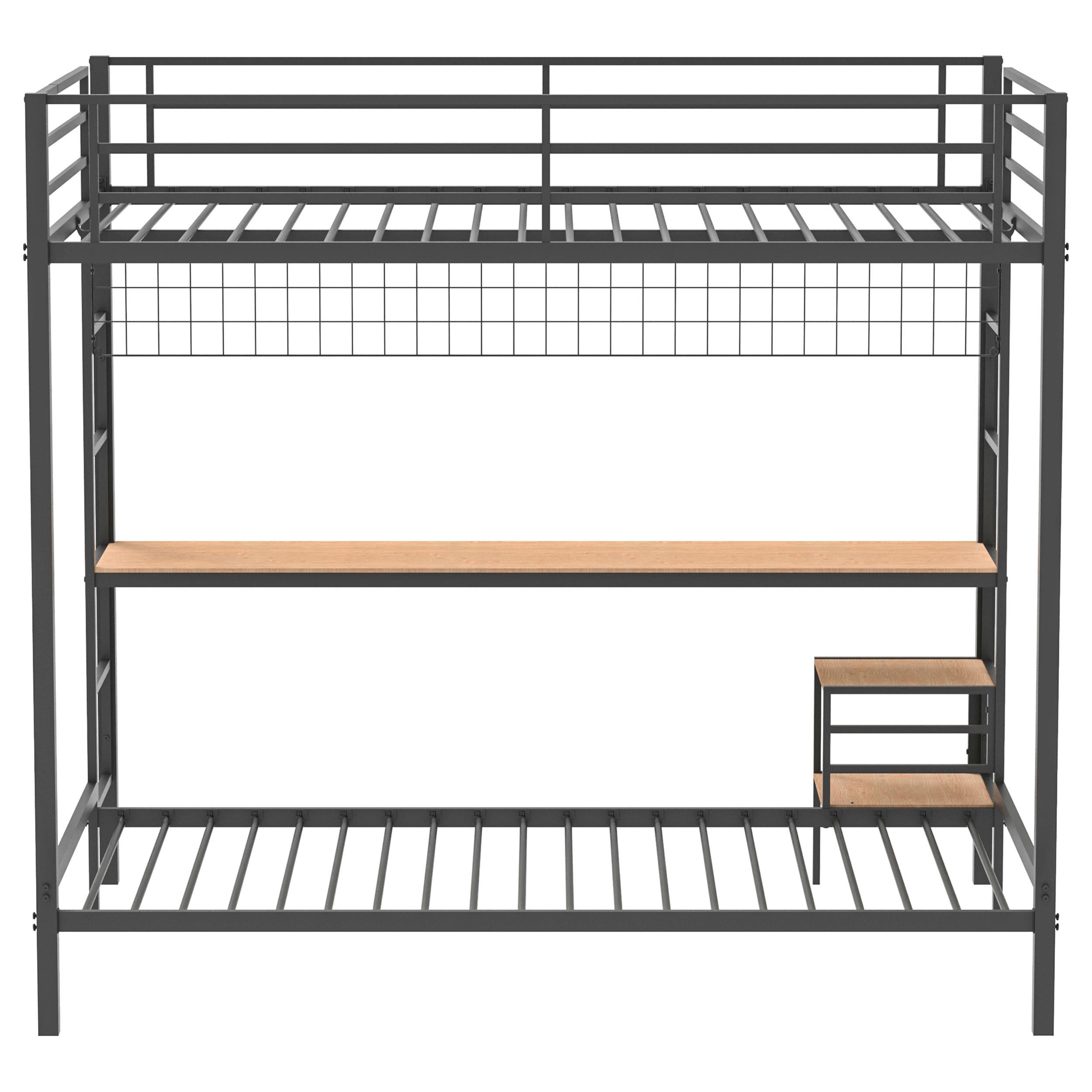 Campus Metal Full Over Twin Workstation Bunk Bed Matte Black - 460209BLK