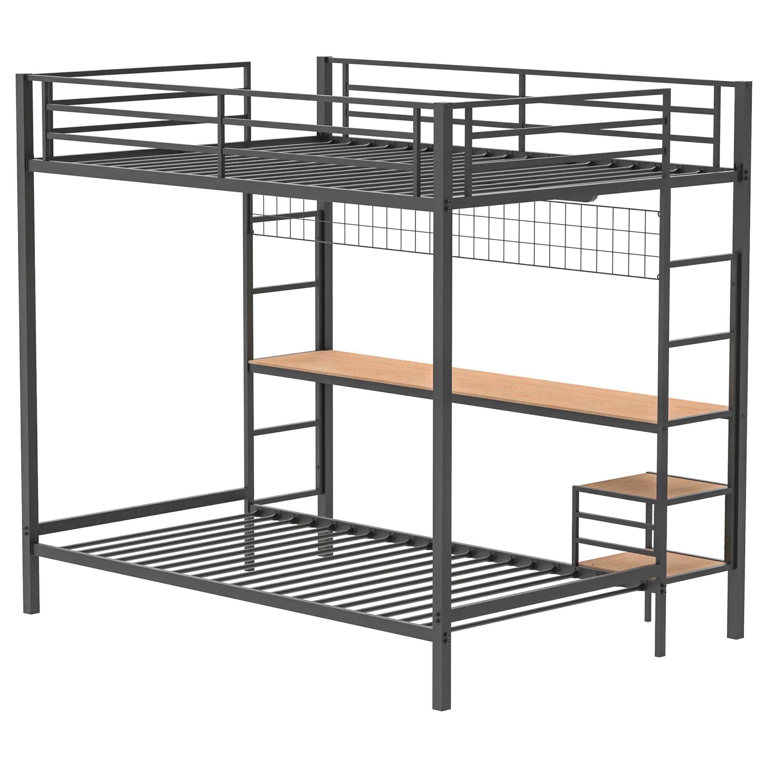 Campus Metal Full Over Twin Workstation Bunk Bed Matte Black - 460209BLK