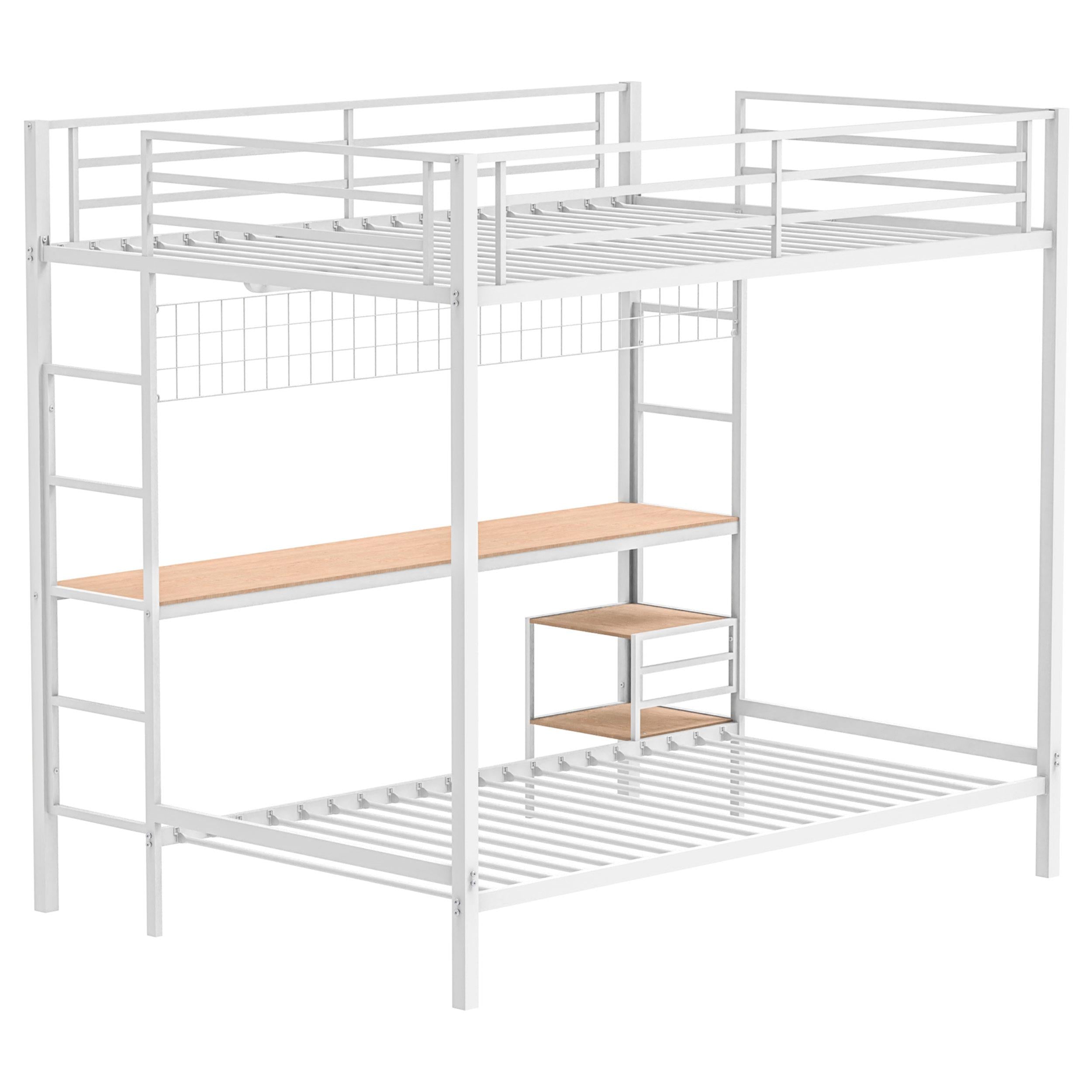 Campus Metal Full Over Twin Workstation Bunk Bed Matte White - 460209WHT
