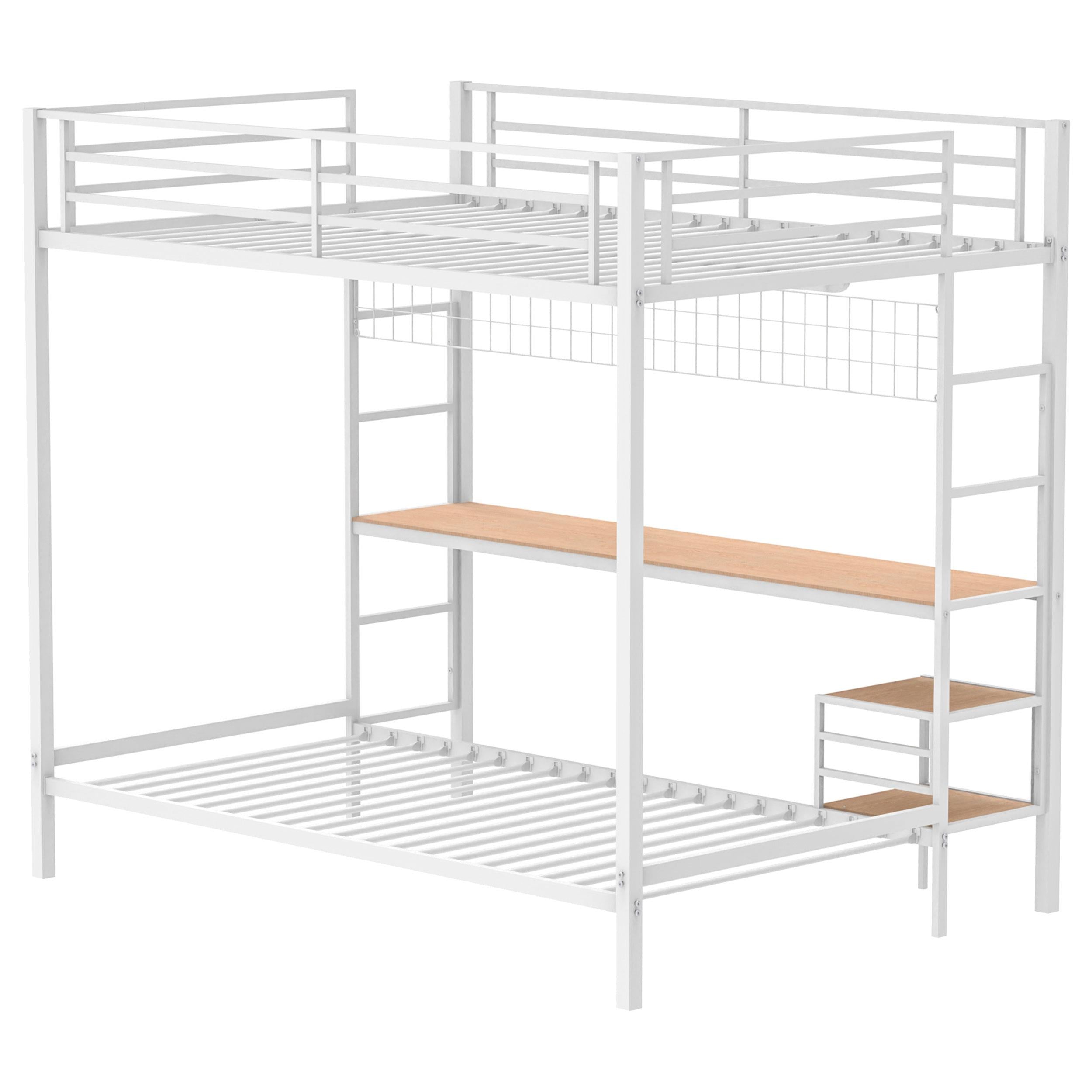 Campus Metal Full Over Twin Workstation Bunk Bed Matte White - 460209WHT