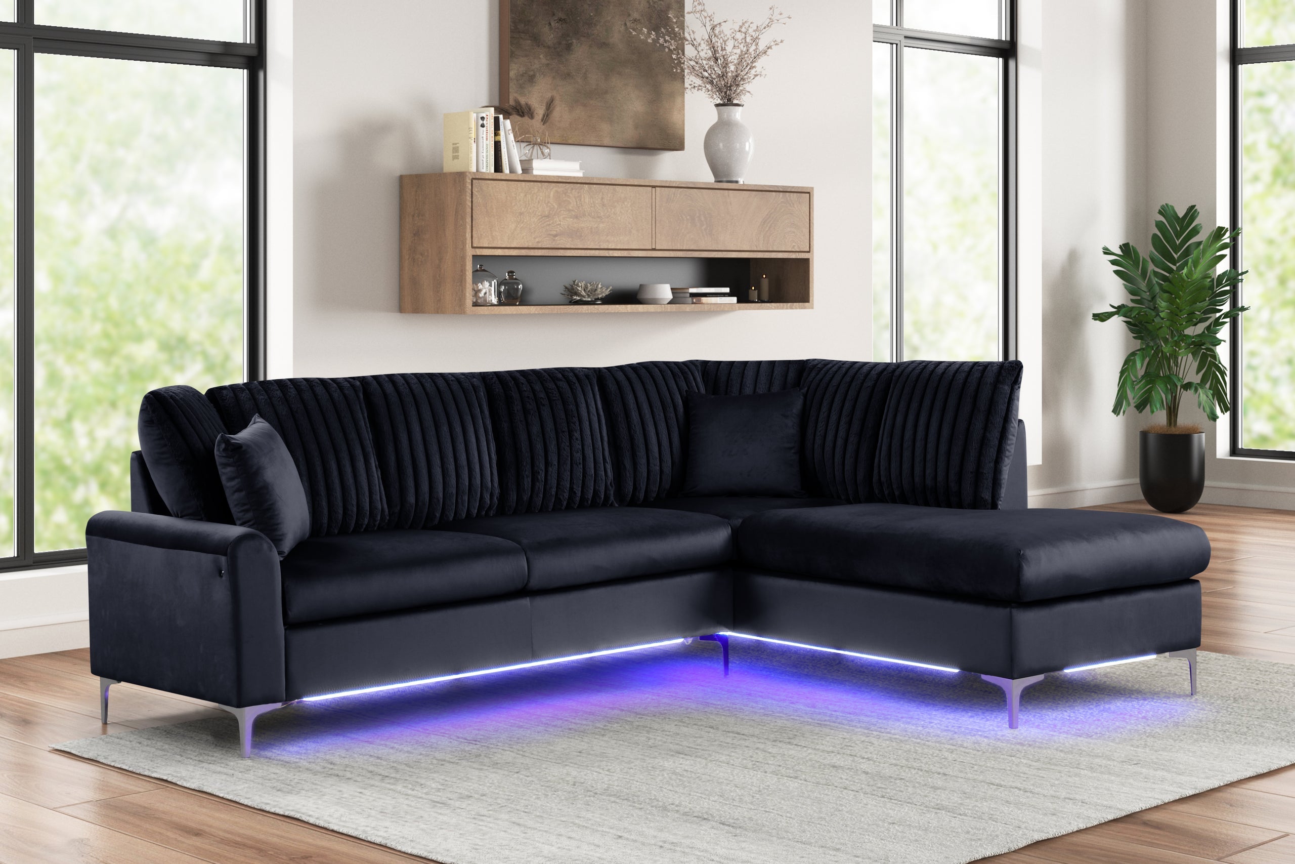 Candy Black - Reversible Sectional (w/ LED&